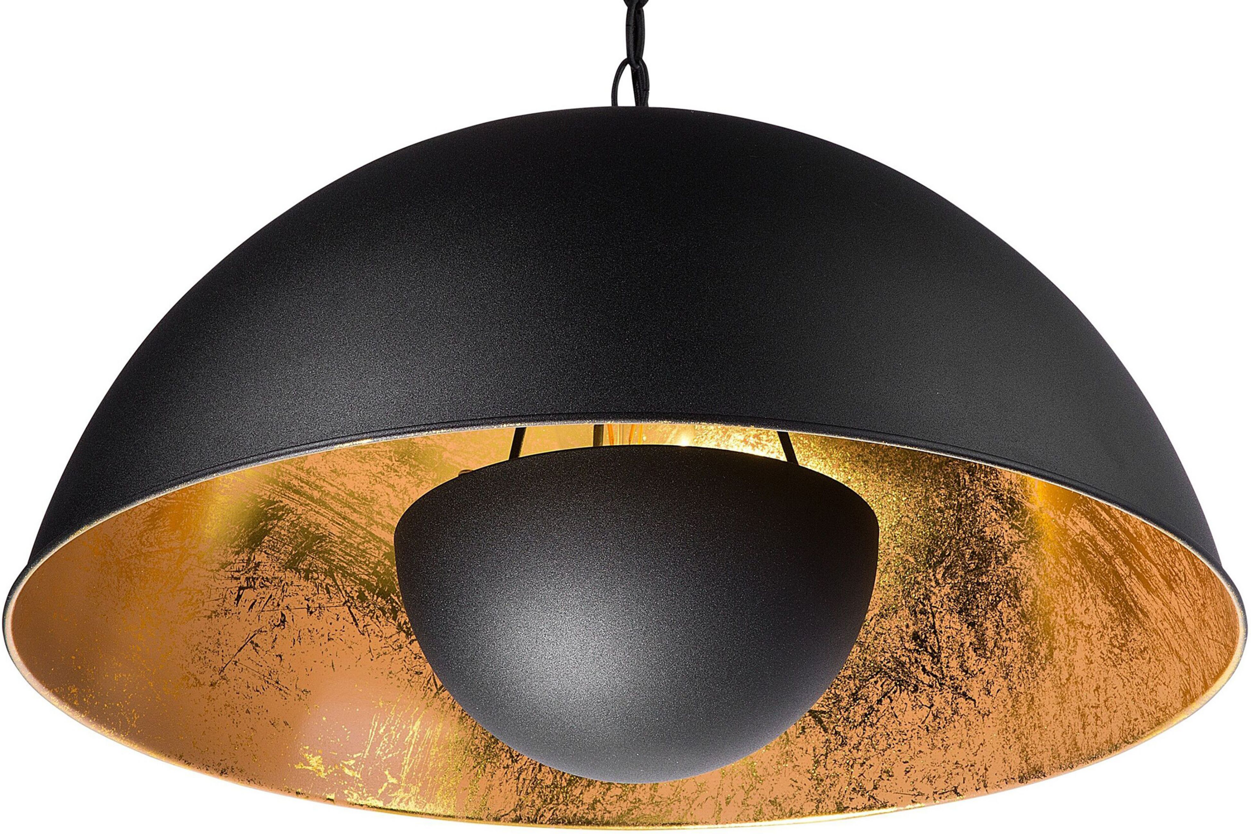 Beliani Ceiling Lamp Black Metal 158 cm Pendant Dome Two Tone Shade Chain Industrial