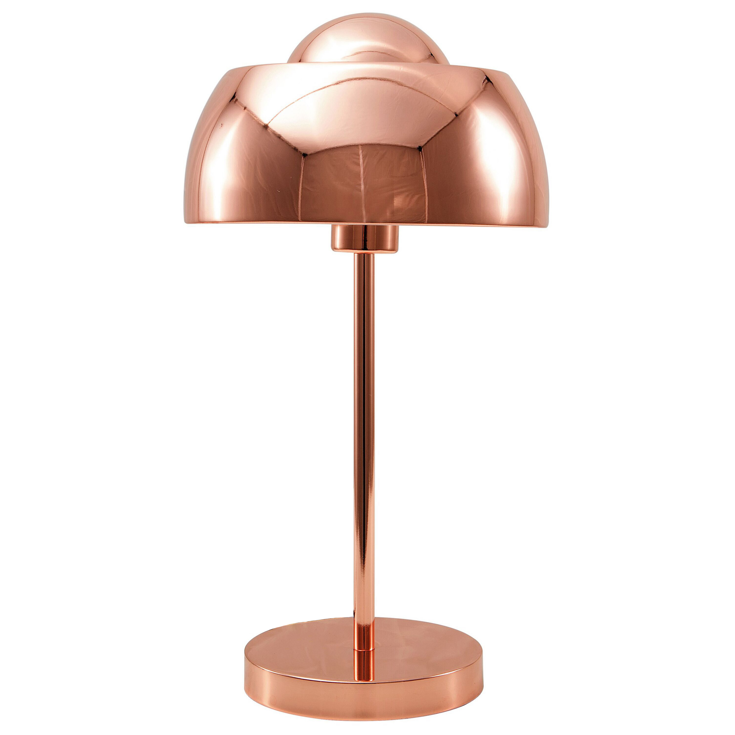 Beliani Table Lamp Bedside Light Copper Metal Round Base Dome Shade Industrial