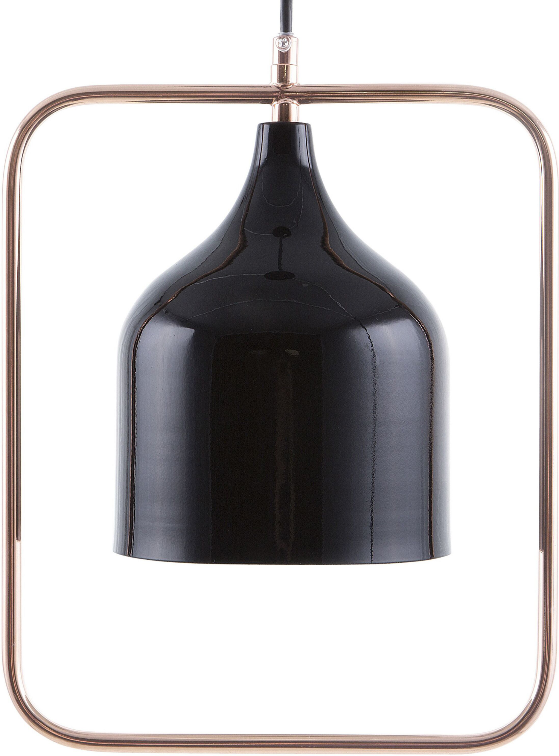 Beliani Ceiling Lamp Black Metal 121 cm Pendant Copper Frame Industrial