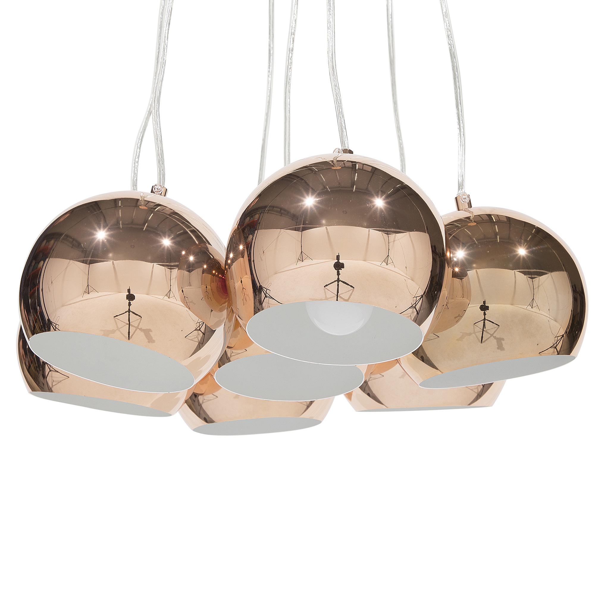 Beliani Pendant Lamp Gold Metal 7-Light Cluster Round Shades