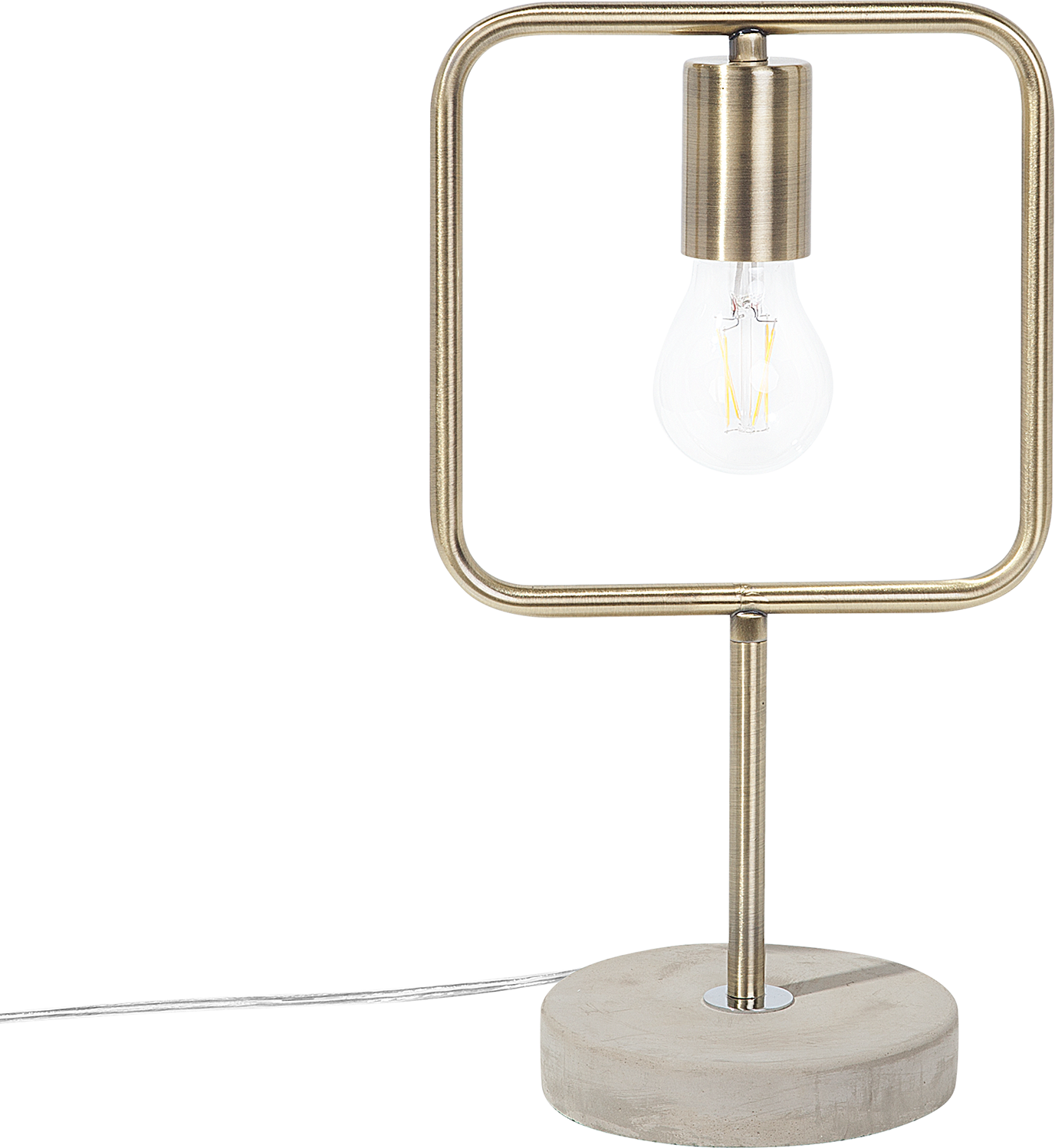 Beliani Table Lamp Brass Colour Metal Concrete Base Industrial