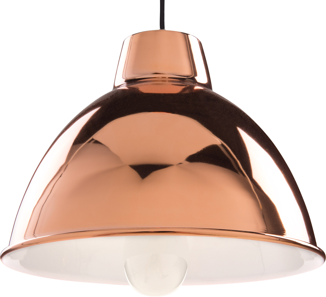 Beliani Hanging Light Pendant Lamp Copper High Gloss Shade Geometric Round Industrial Design