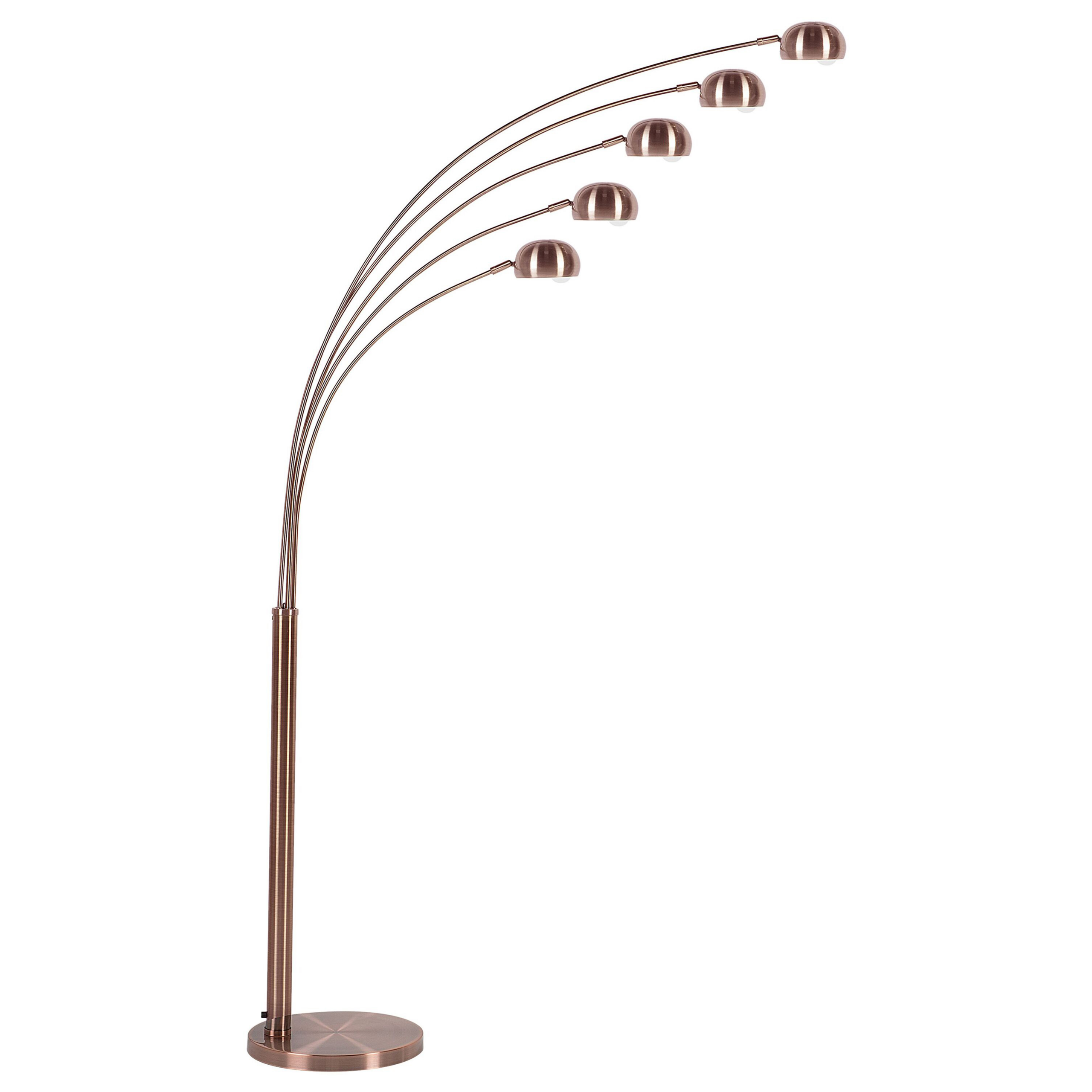 Beliani Floor Lamp Copper Colour Chromed Metal 210 cm Adjustable 5 Lights