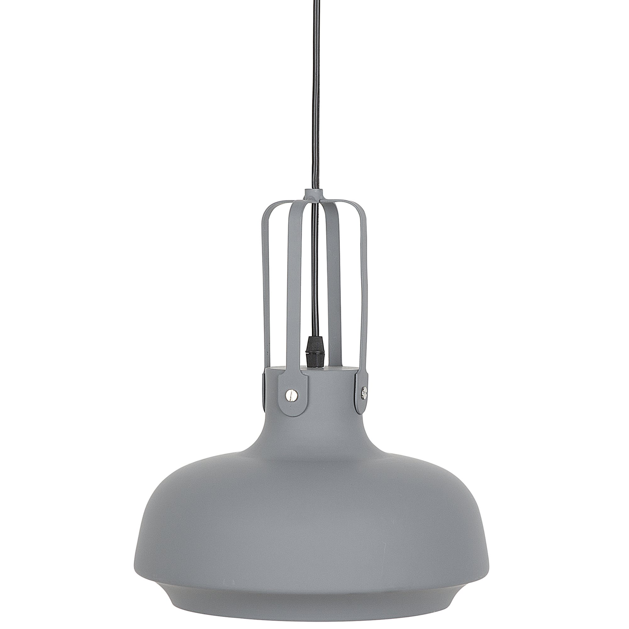 Beliani Pendant Lamp Grey Colour Metal Matt Round Shape 1 Light Industrial
