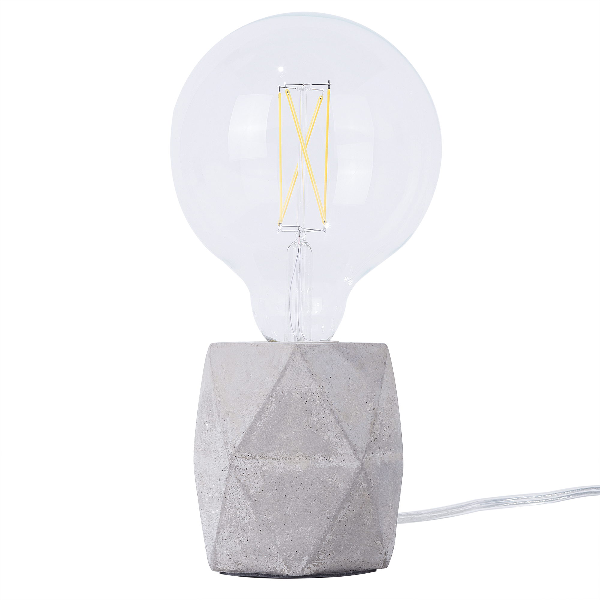 Beliani Table Lamp Grey Concrete Base Irregular Light Bulb Modern Minimalist