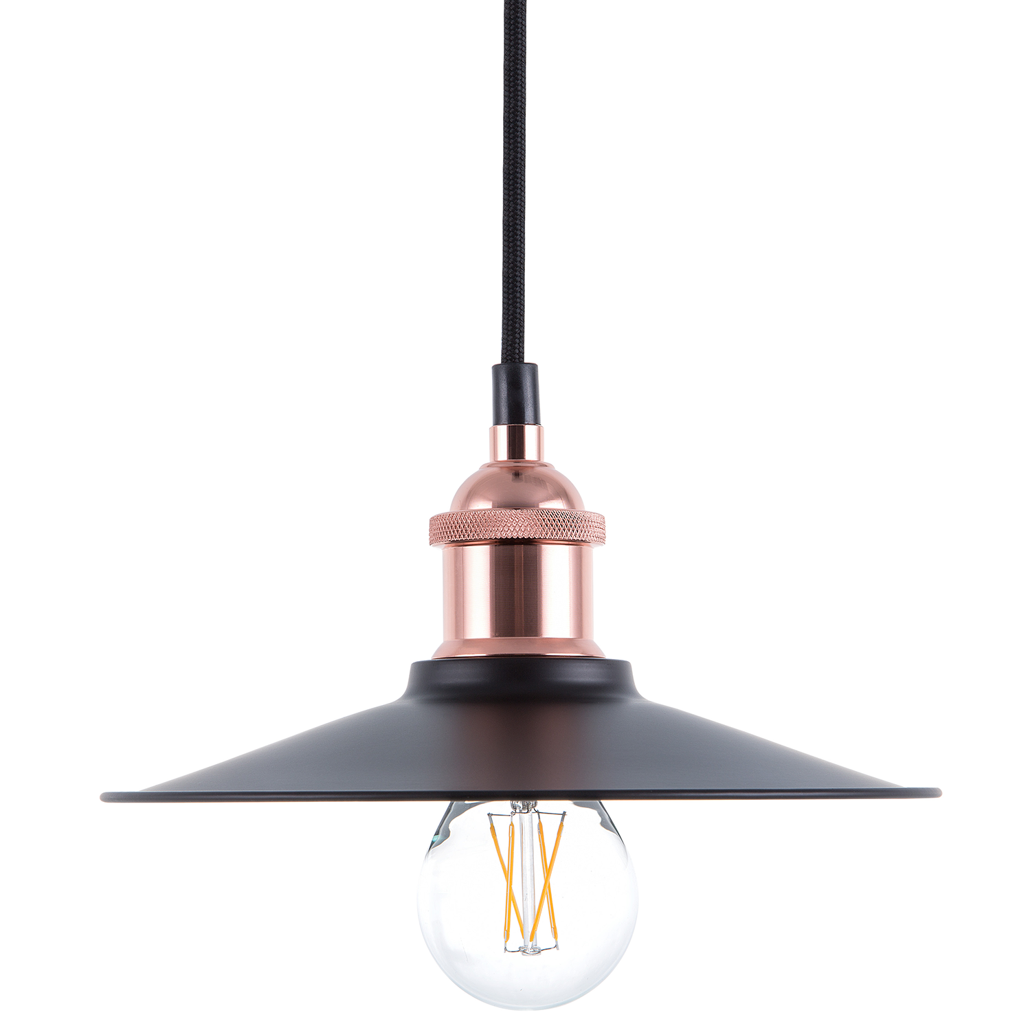 Beliani Pendant Lamp Black Metal Industrial Style Ceiling Light 22 cm