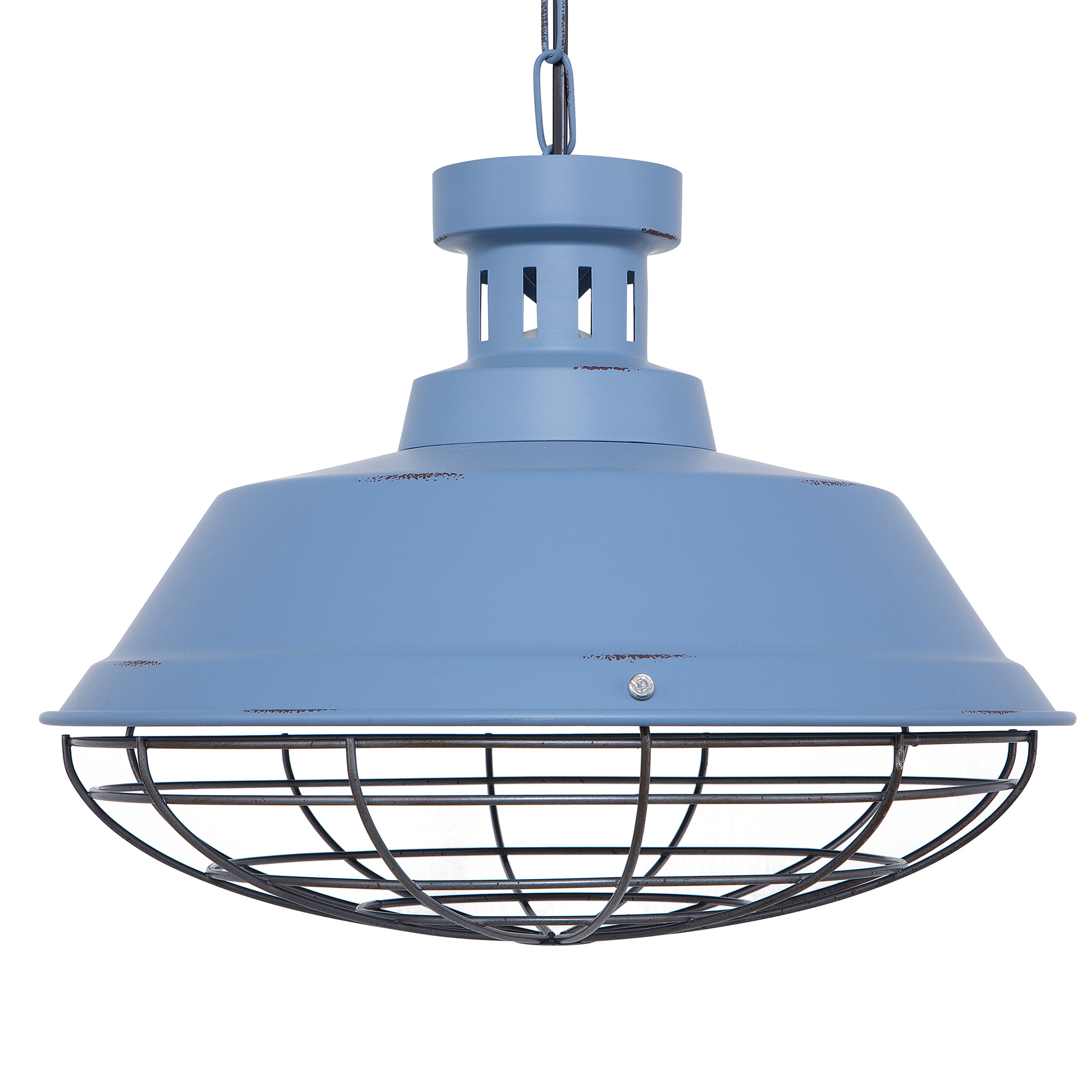 Beliani Ceiling Lamp Blue Metal 83 cm Pendant Cage Factory Shade Chain Industrial