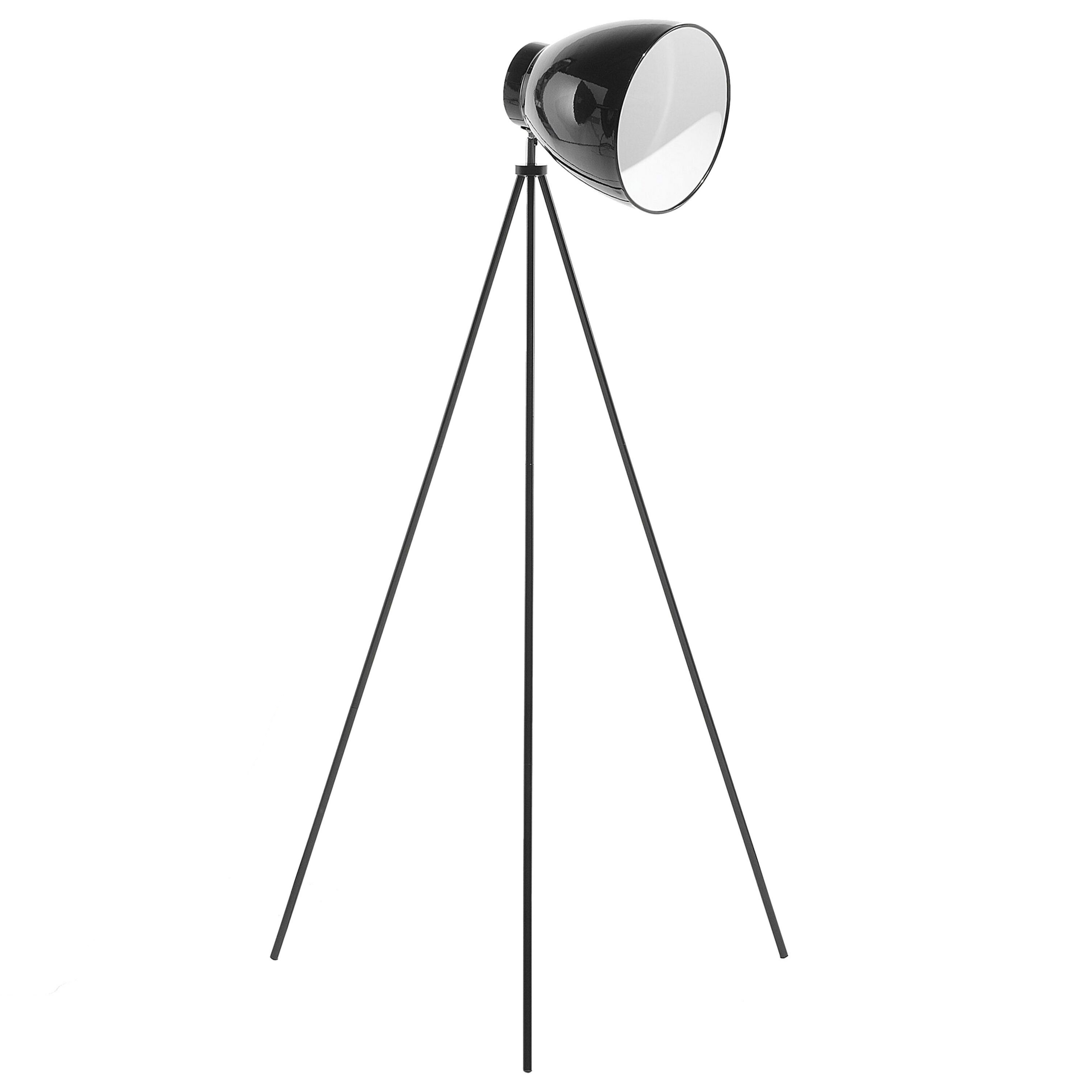 Beliani Floor Lamp Black Metal 128 cm Tripod Stand Adjustable Shade