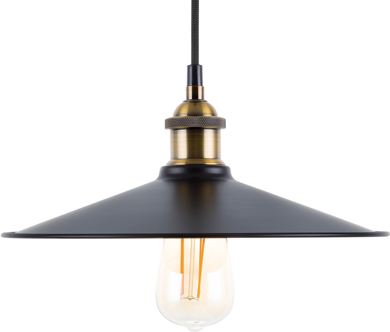 Beliani Pendant Lamp Black Metal Industrial Style Ceiling Light 30 cm