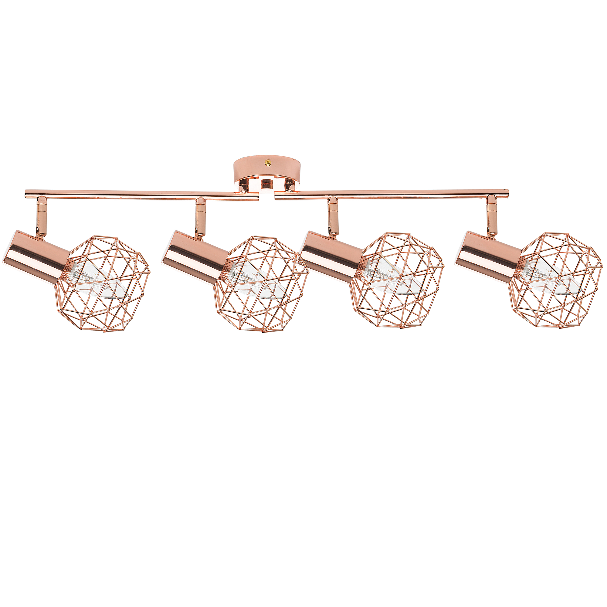 Beliani Ceiling Lamp Copper Metal 4 Light Cage Shades Adjustable Arms Modern