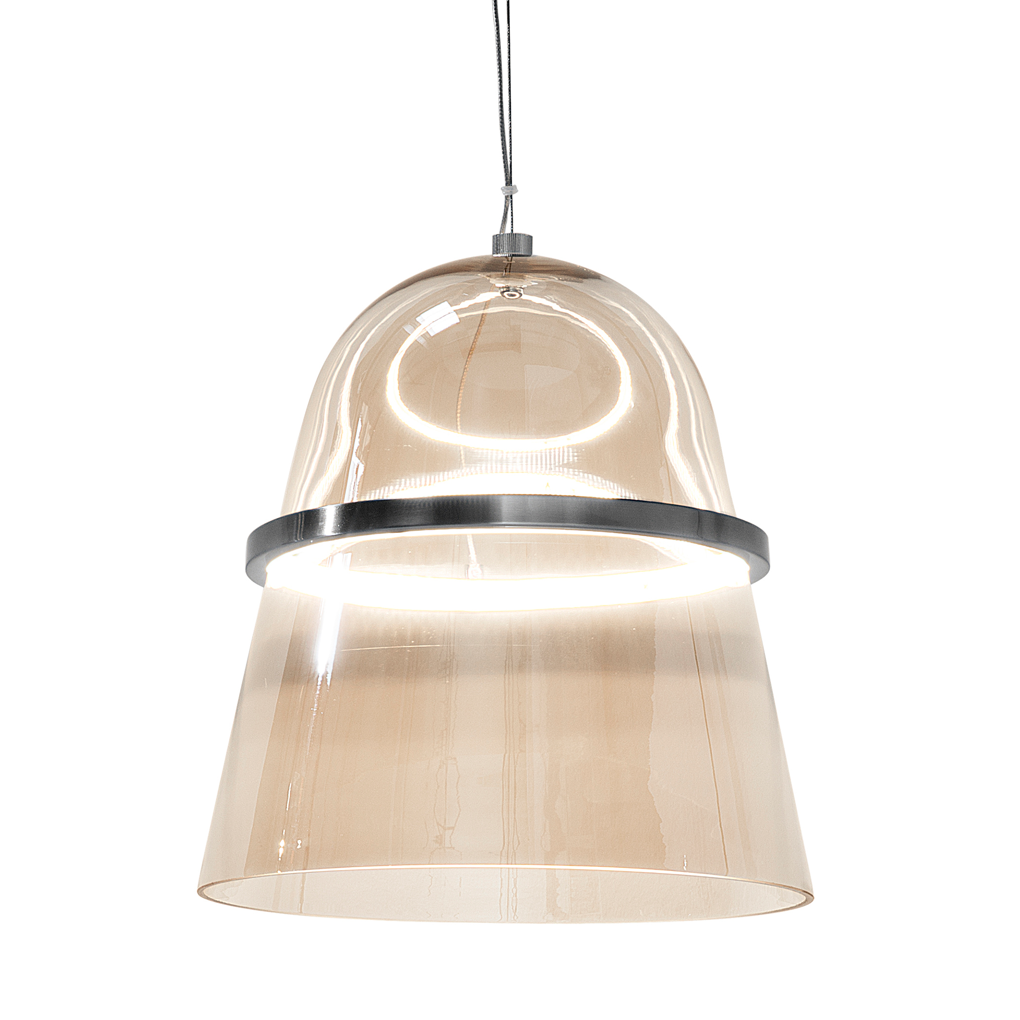 Beliani Pendant Lamp Gold Smoked Glass with LED Industrial Ceiling Light