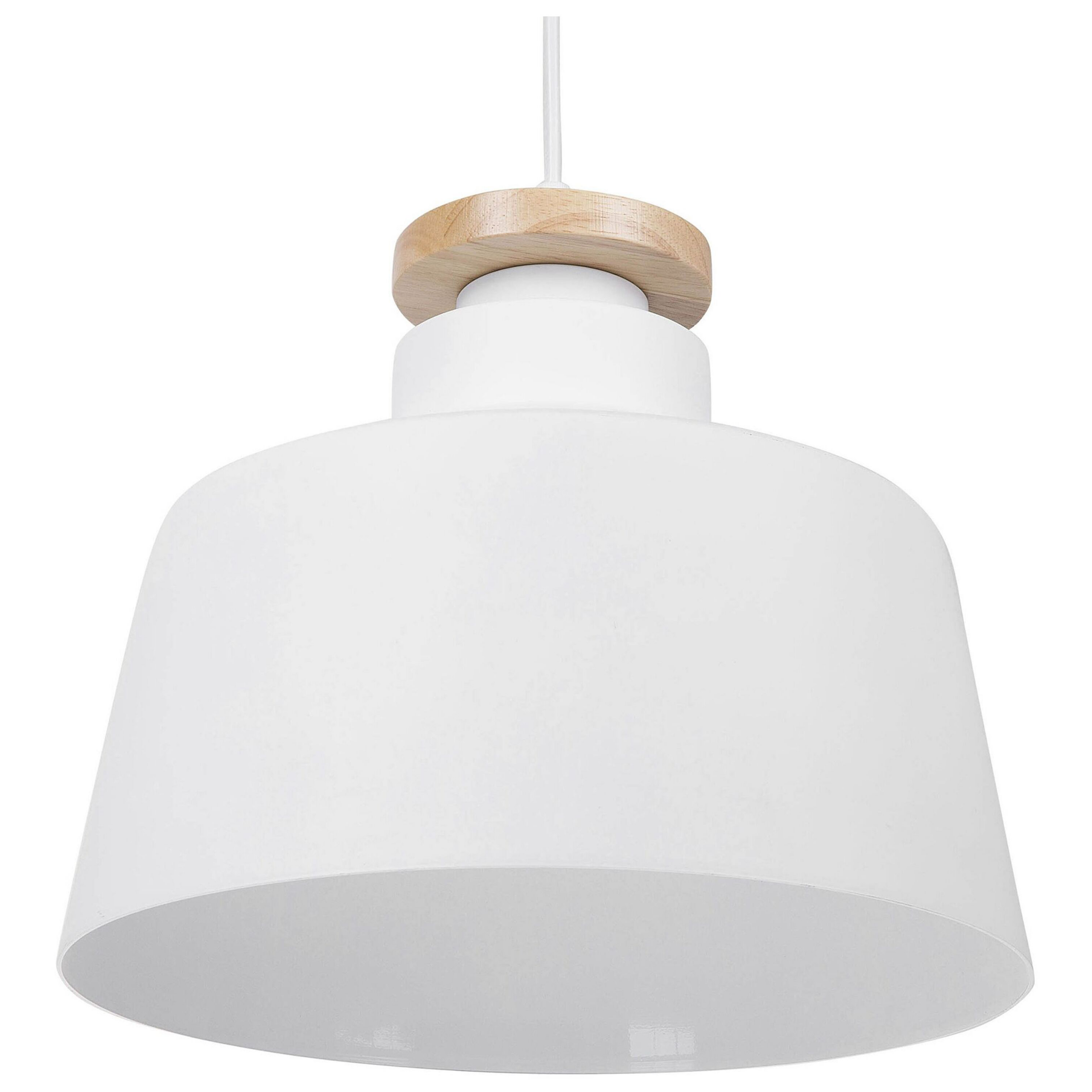Beliani Hanging Light Pendant Lamp White Aluminium Drum Geometric Shade Modern Design
