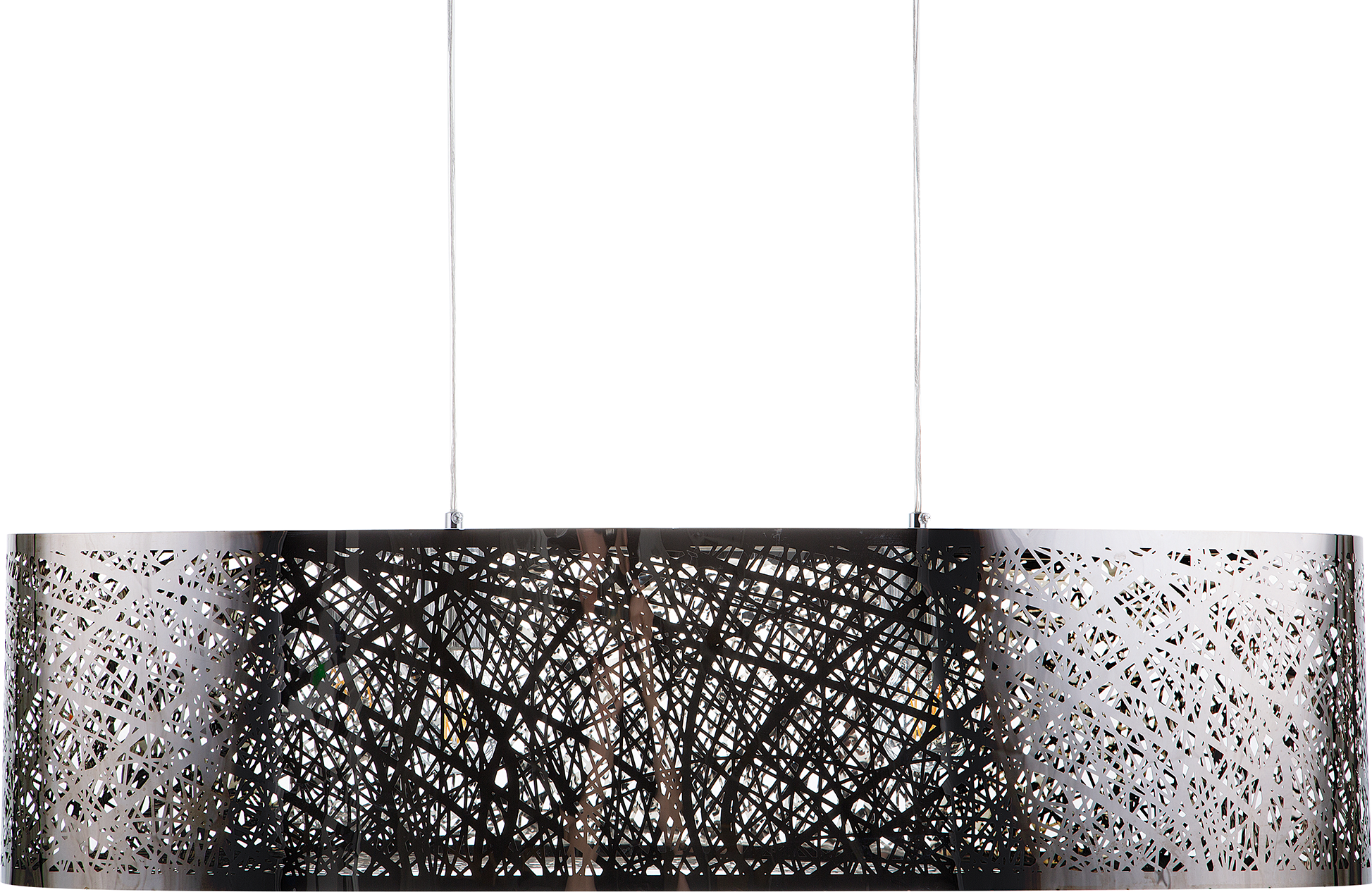 Beliani Ceiling Lamp Silver Metal 125 cm Pendant Double Light Abstract Drum Shade Glam