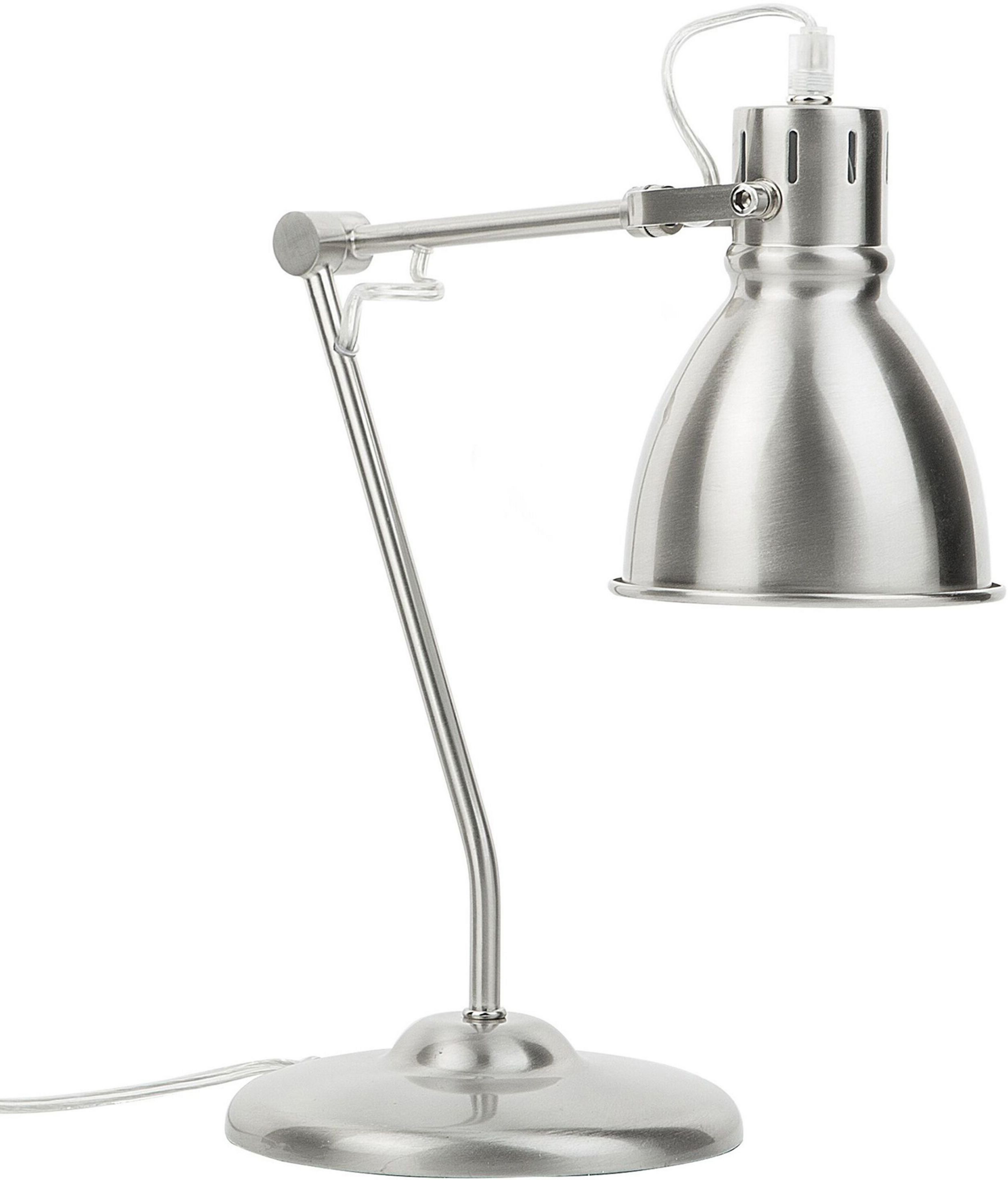 Beliani Table Lamp Silver Metal Adjustable Arm Reading Light Round Shade Modern Design