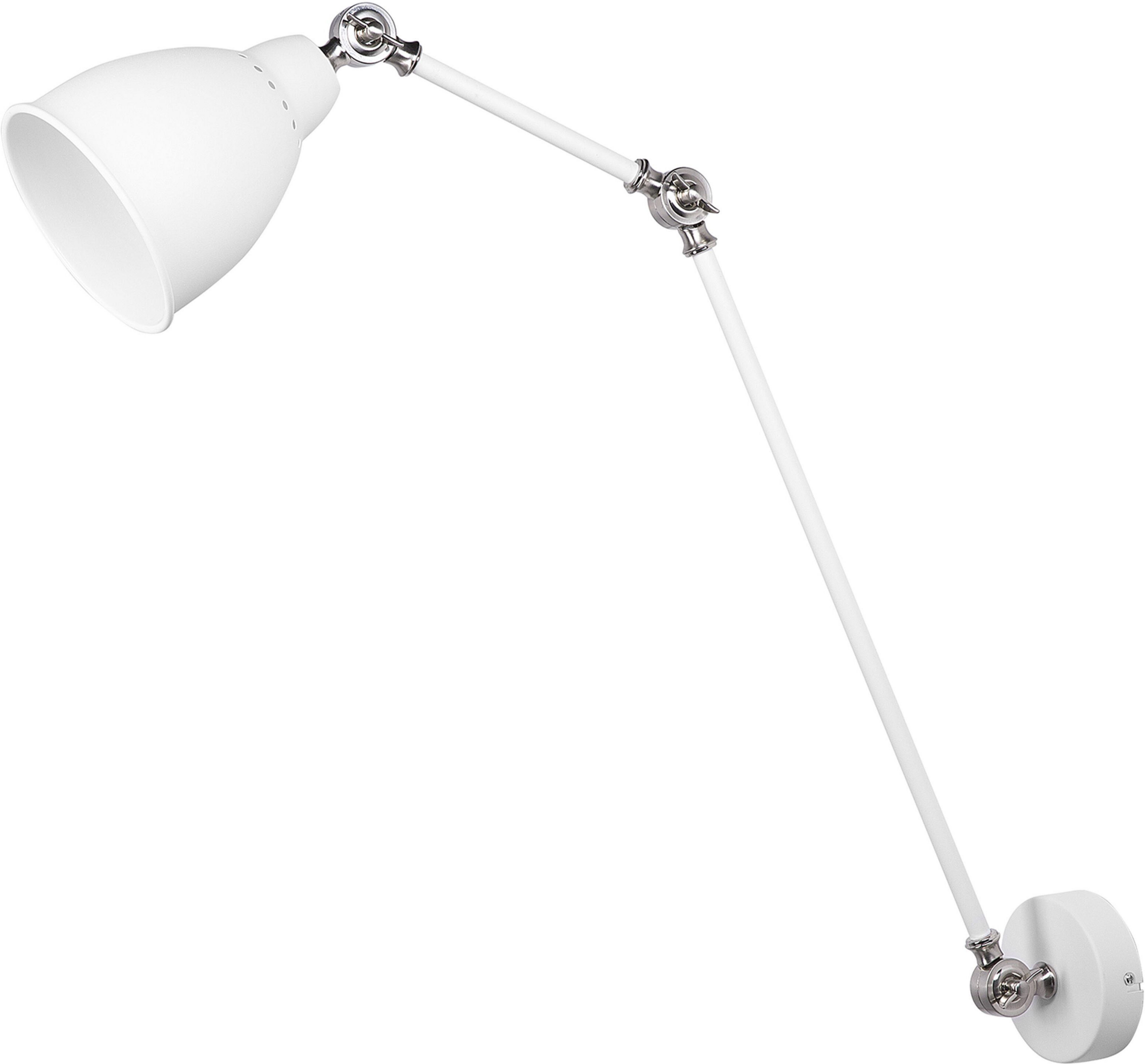 Beliani Wall Spot Lamp White with Silver Metal Long Swing Arm Reading Light Modern Design