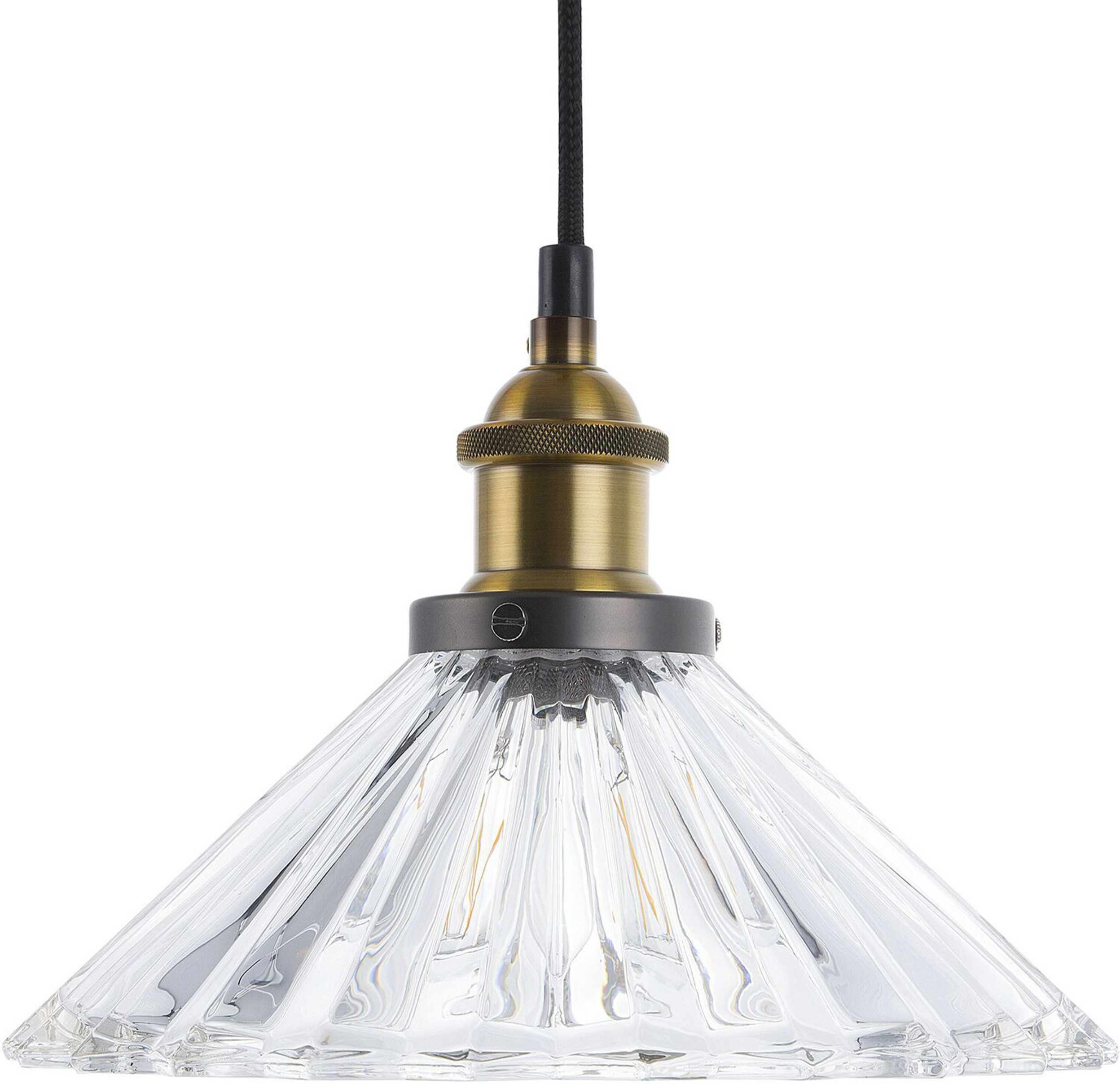 Beliani Pendant Lamp Transparent Glass Metal Round Shape 1 Light Classic