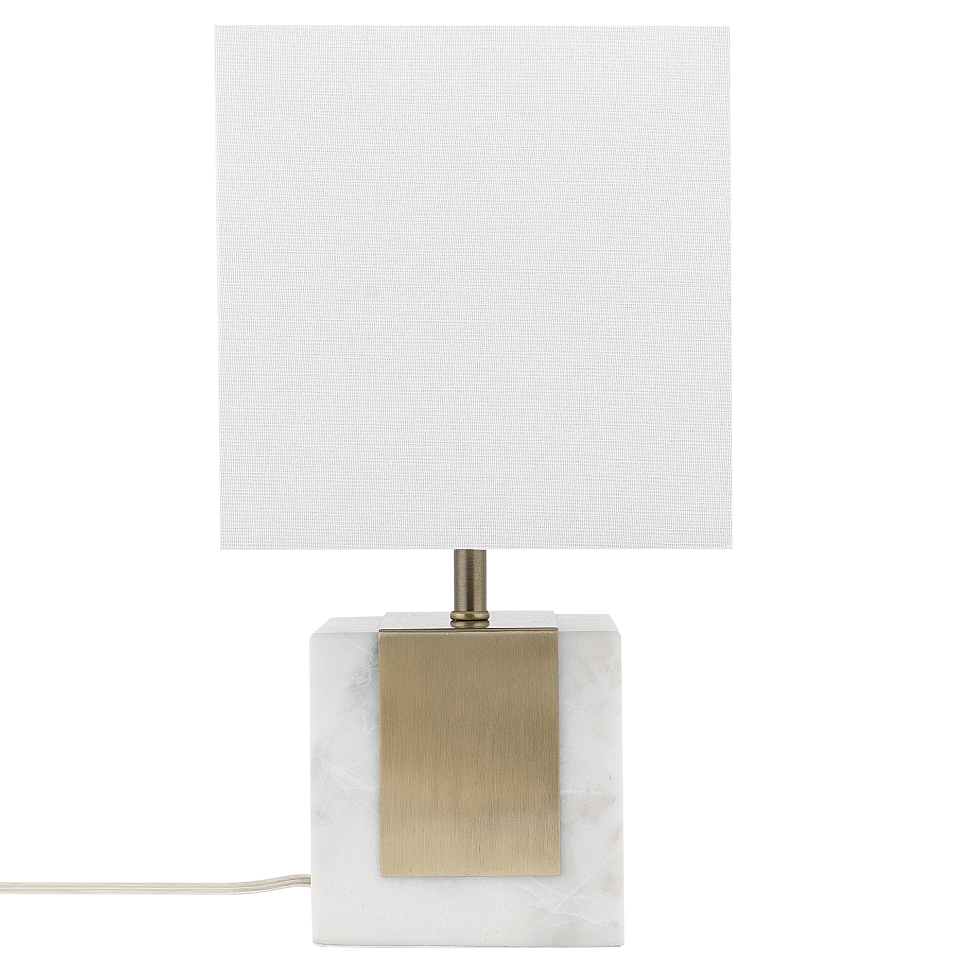 Beliani Table Lamp Bedside Light White Marble Base Fabric Square Shade