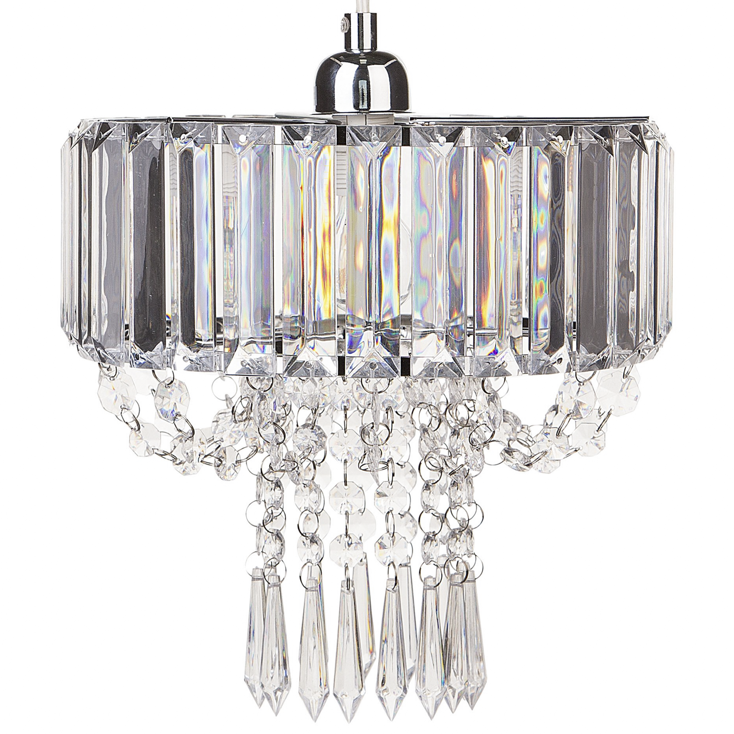 Beliani Ceiling Lamp Transparent Iron 83 cm Decorative Crystal Gloss Finish Glam