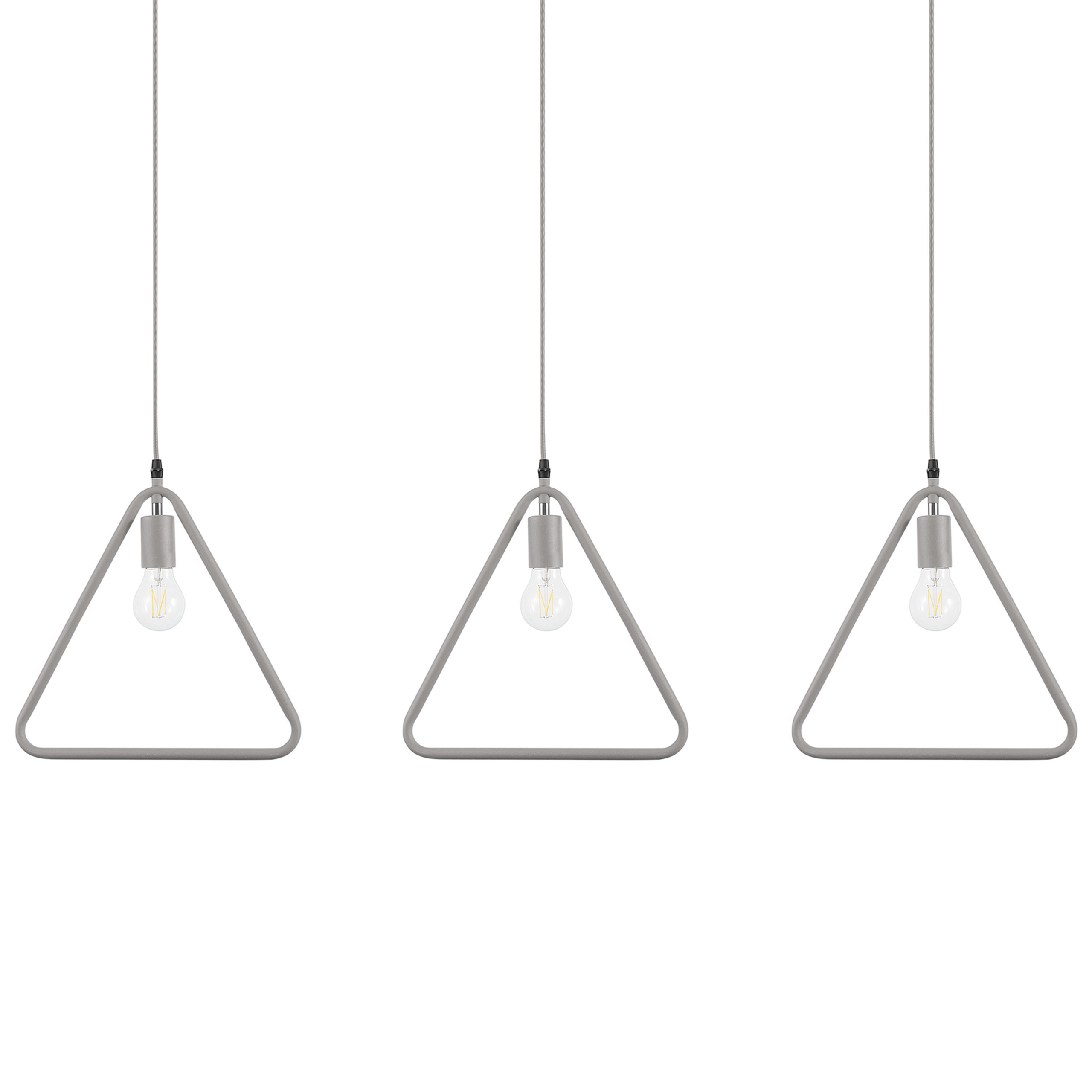 Beliani Set of 3 Ceiling Lamps Grey Metal Triangle Shade Pendant Industrial