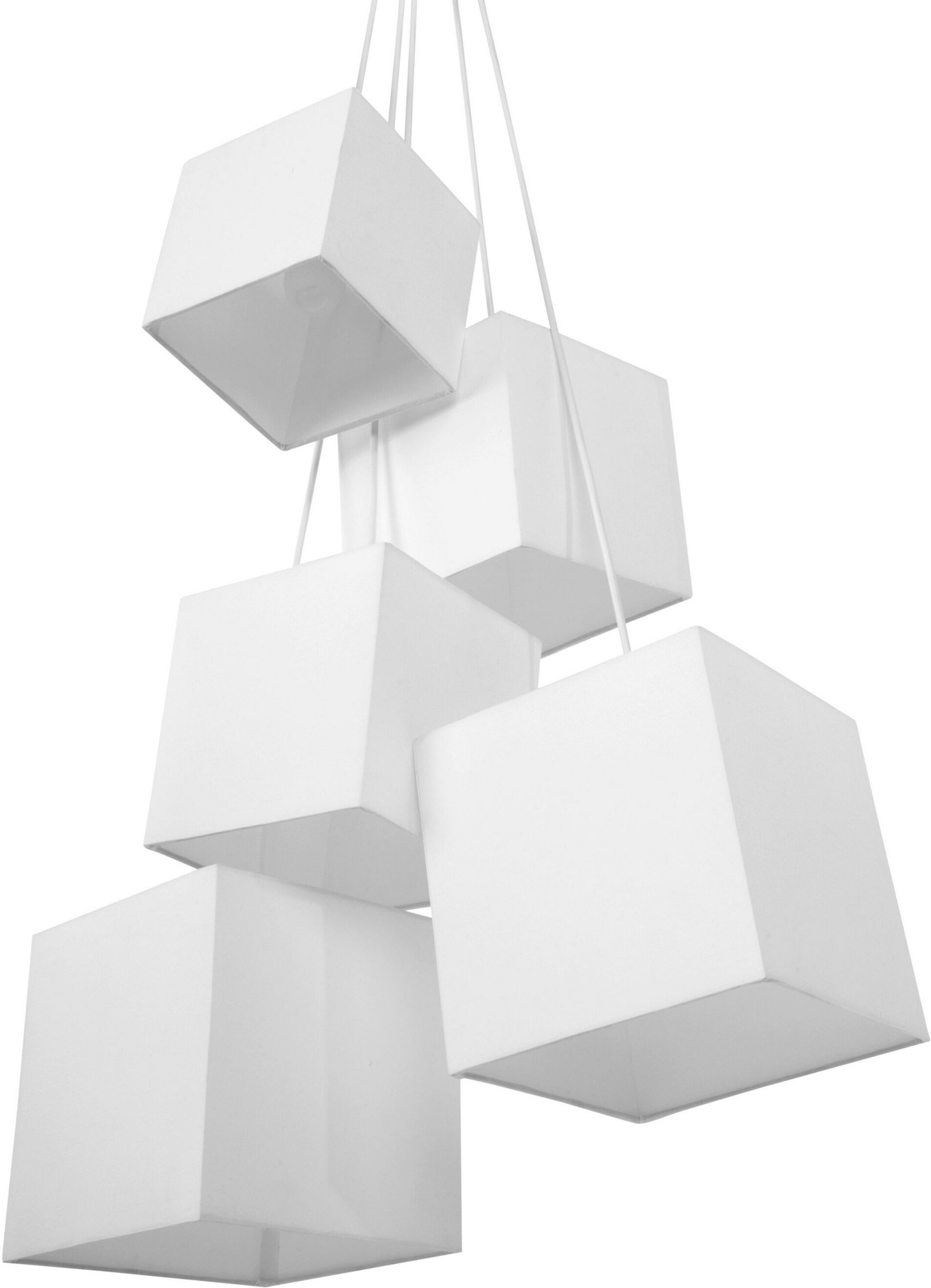 Beliani 5-Light Cluster Pendant White Lamp Square Fabric Shades