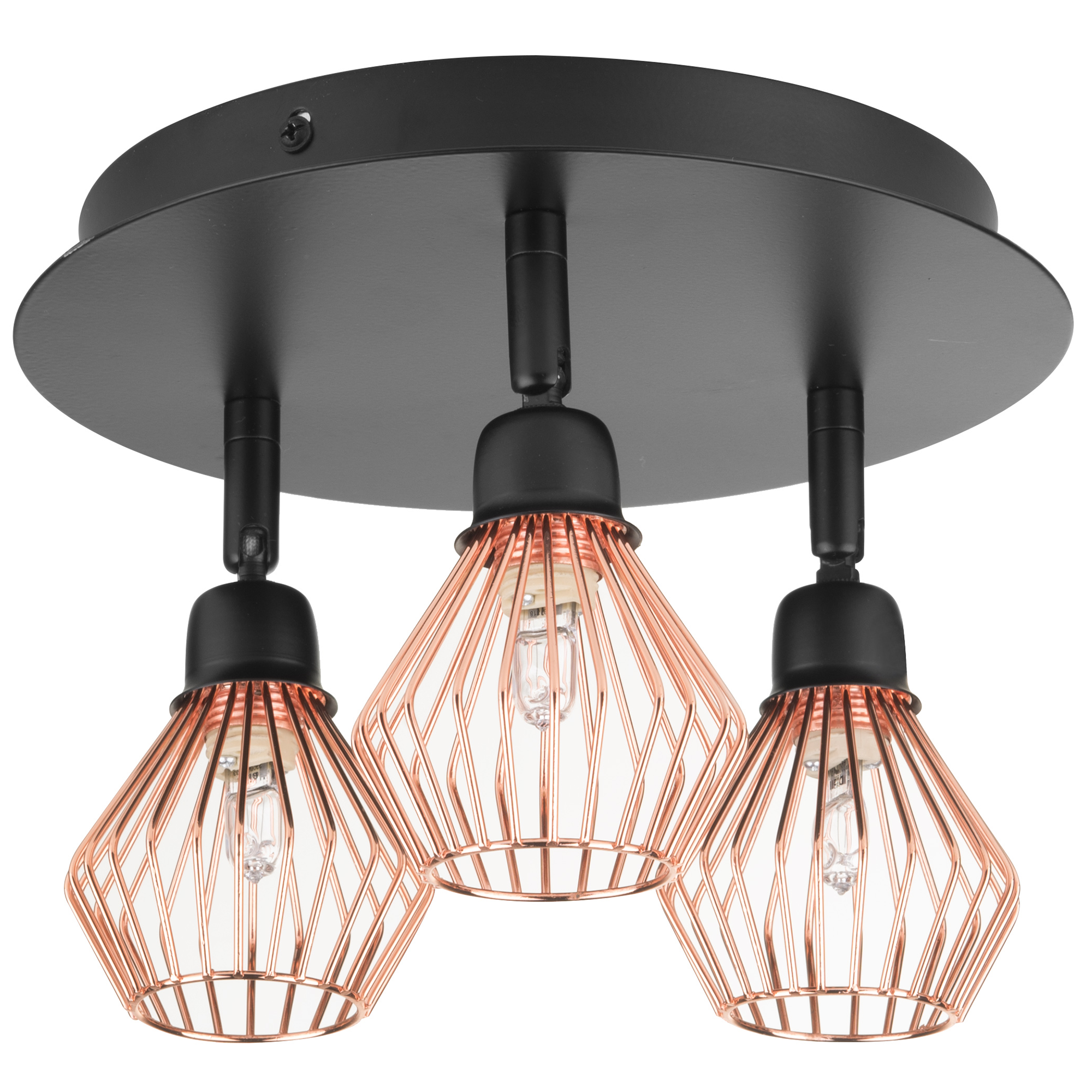 Beliani Ceiling Light 3 Lights Copper Metal Adjustable Industrial