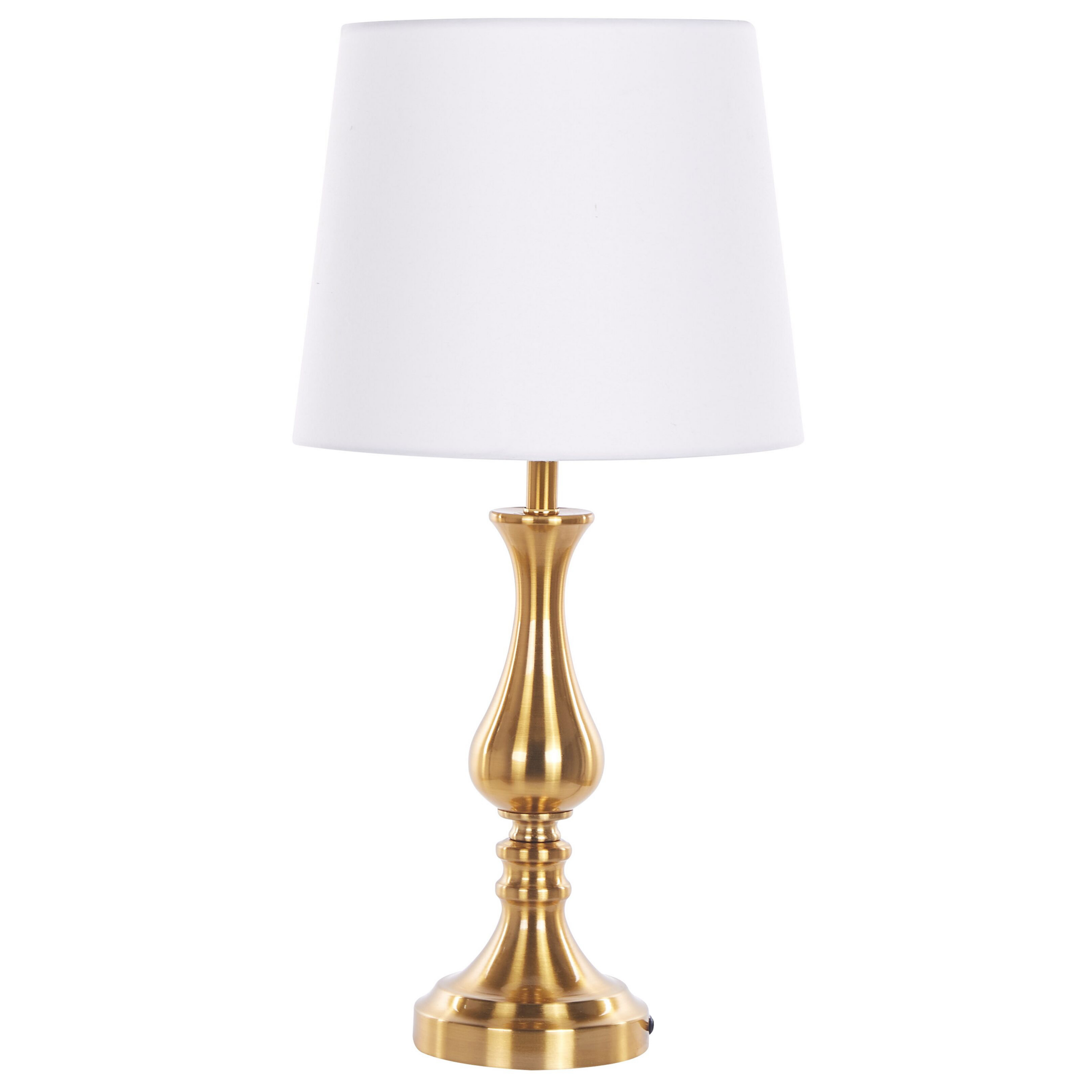 Beliani Table Lamp Gold with White Metal Base Polyester Shade Vintage Design