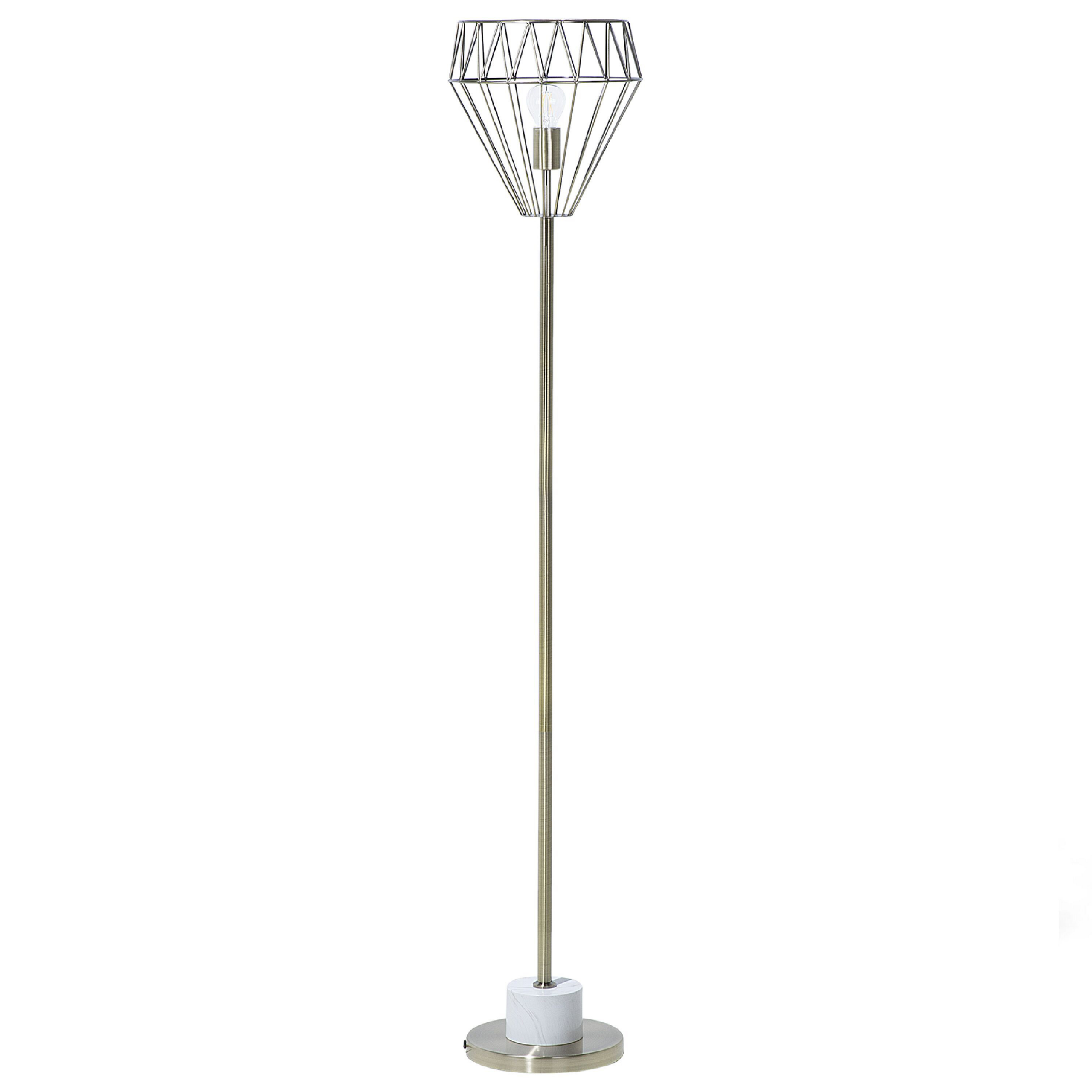 Beliani Floor Lamp Brass Metal 160 cm Geometric Cage Shade Industrial Light