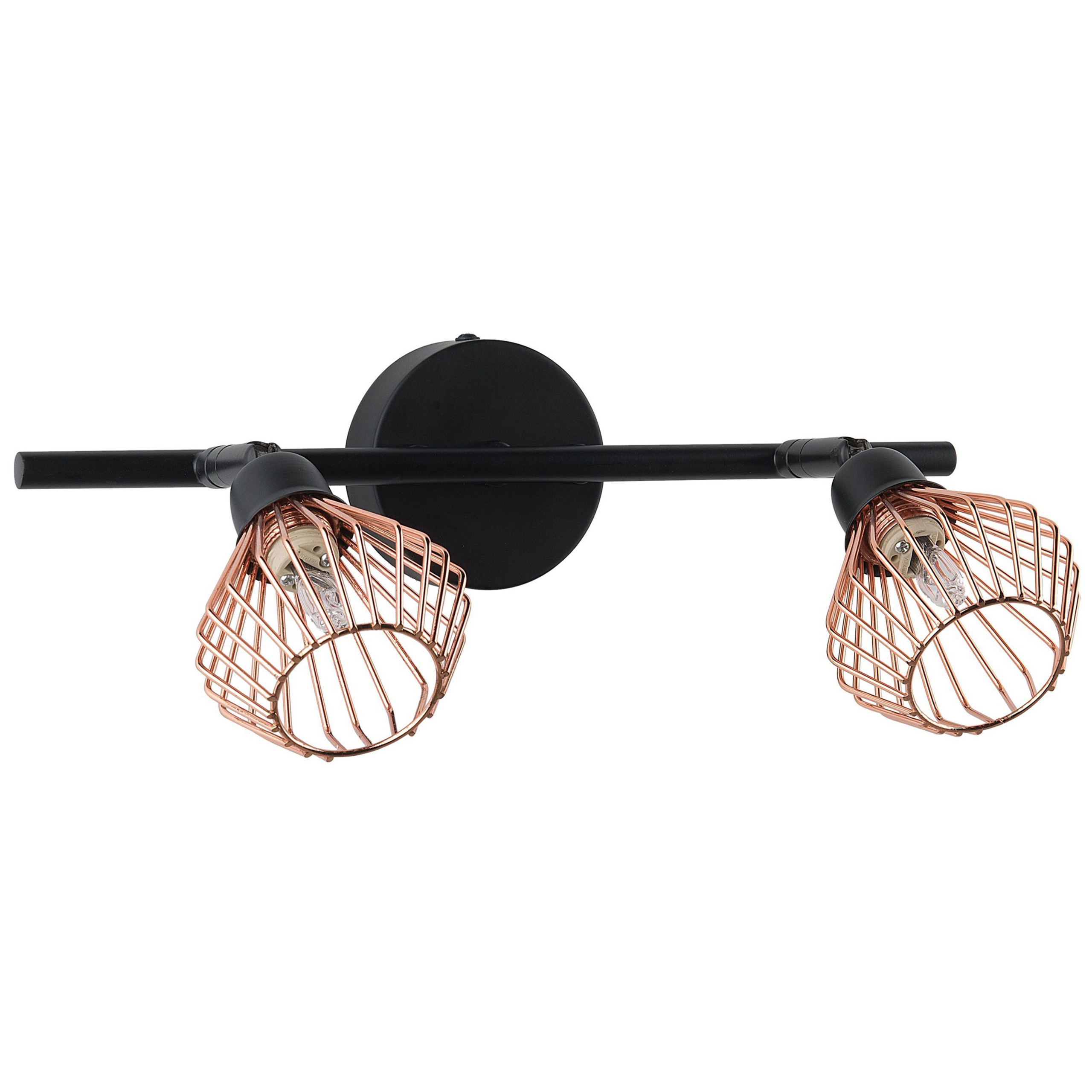 Beliani Wall Lamp 2 Lights Copper Metal Sconce Adjustable Industrial