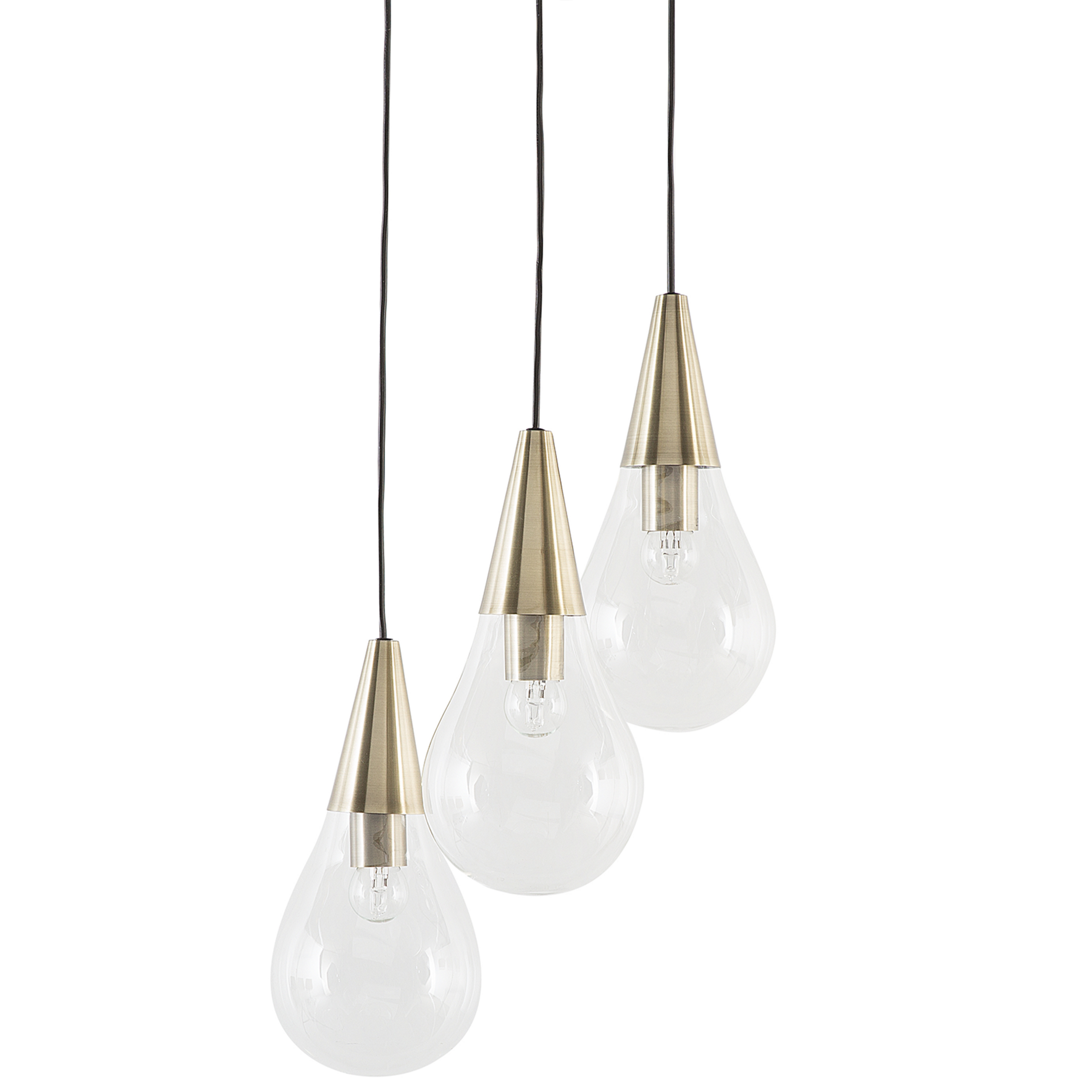 Beliani Pendant Lamp Transparent Glass Golden Metal Elements 3 Lights Modern