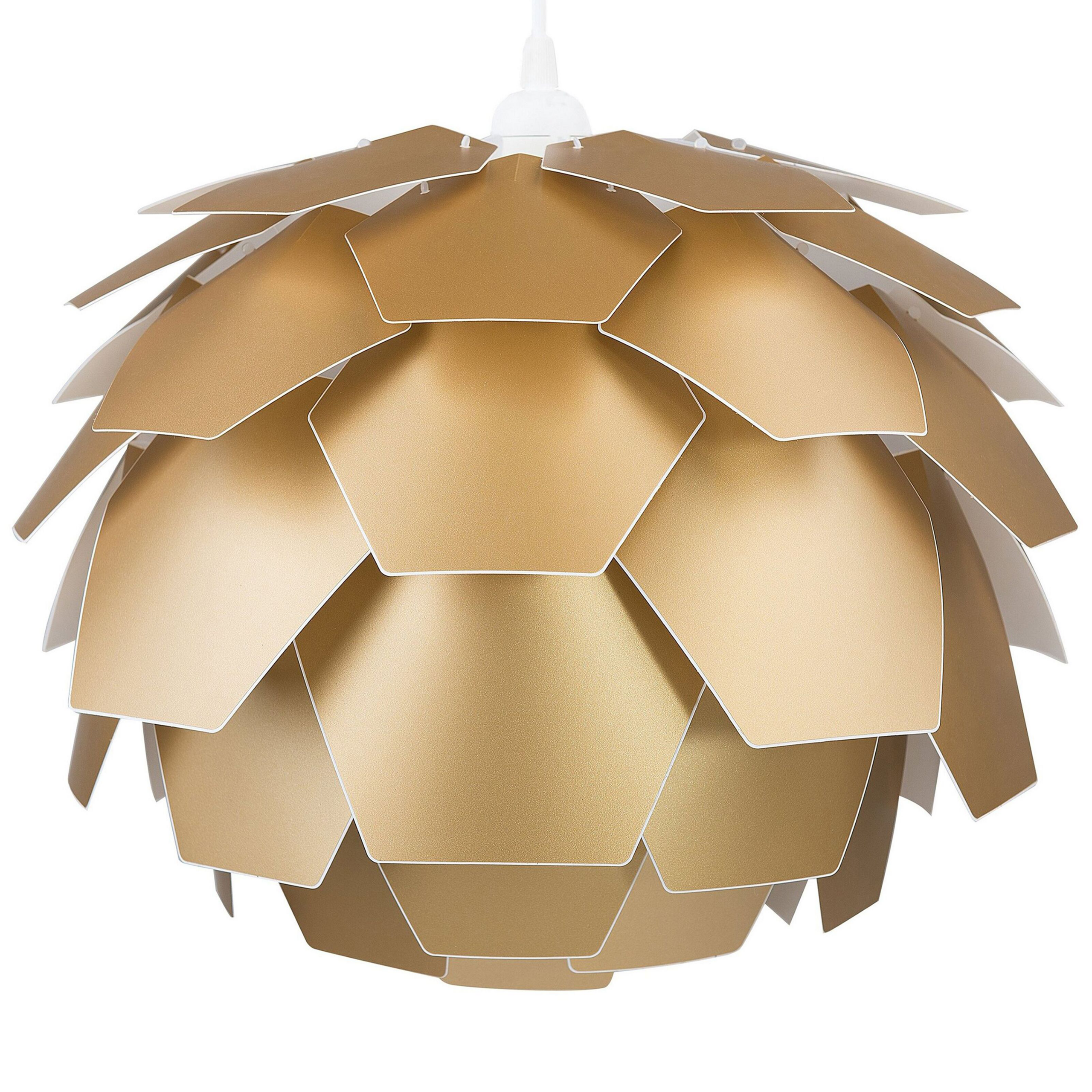 Beliani Pendant Lamp Gold Plastic Pine Cone Shade Hanging Lamp