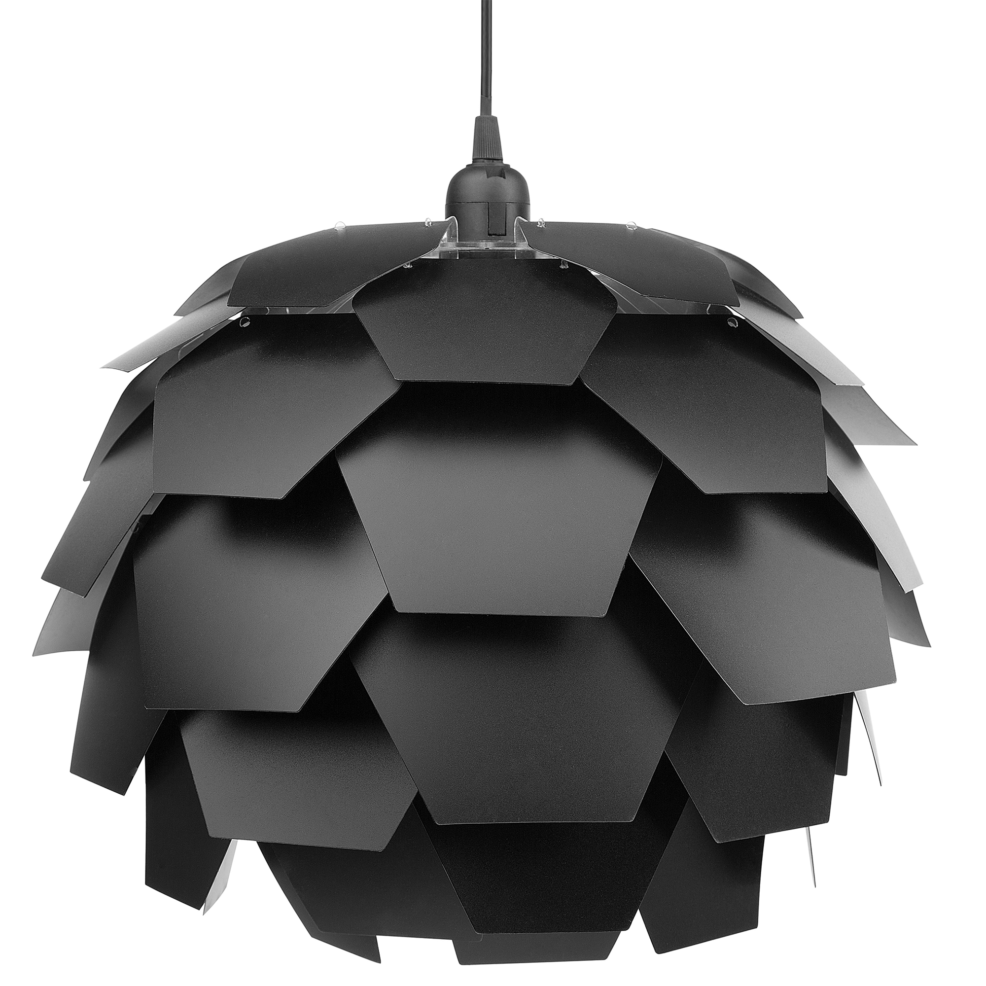 Beliani Pendant Lamp Black Plastic Pine Cone Globe Shade Hanging Lamp