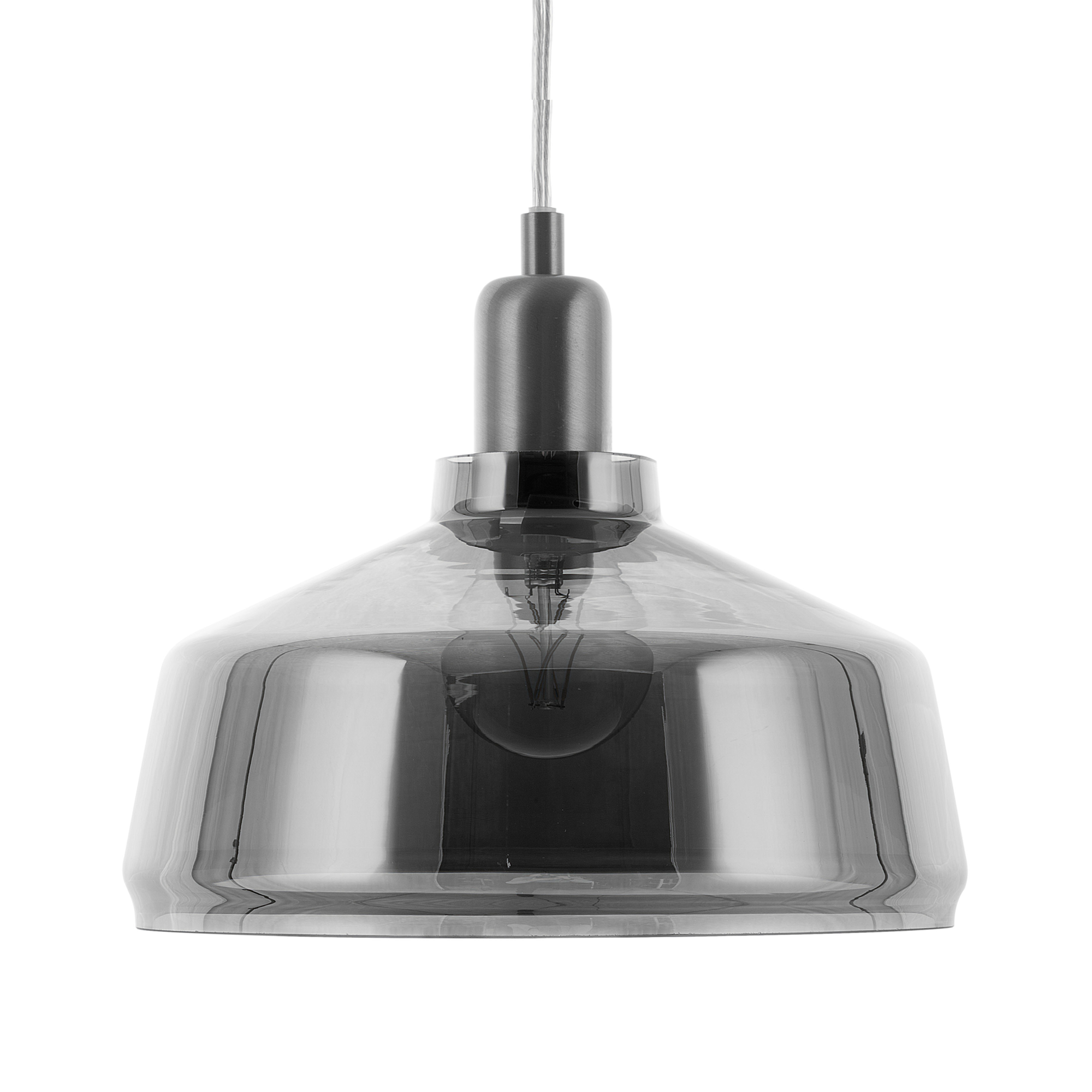 Beliani Pendant Lamp Grey Smoked Glass Modern Ceiling Light