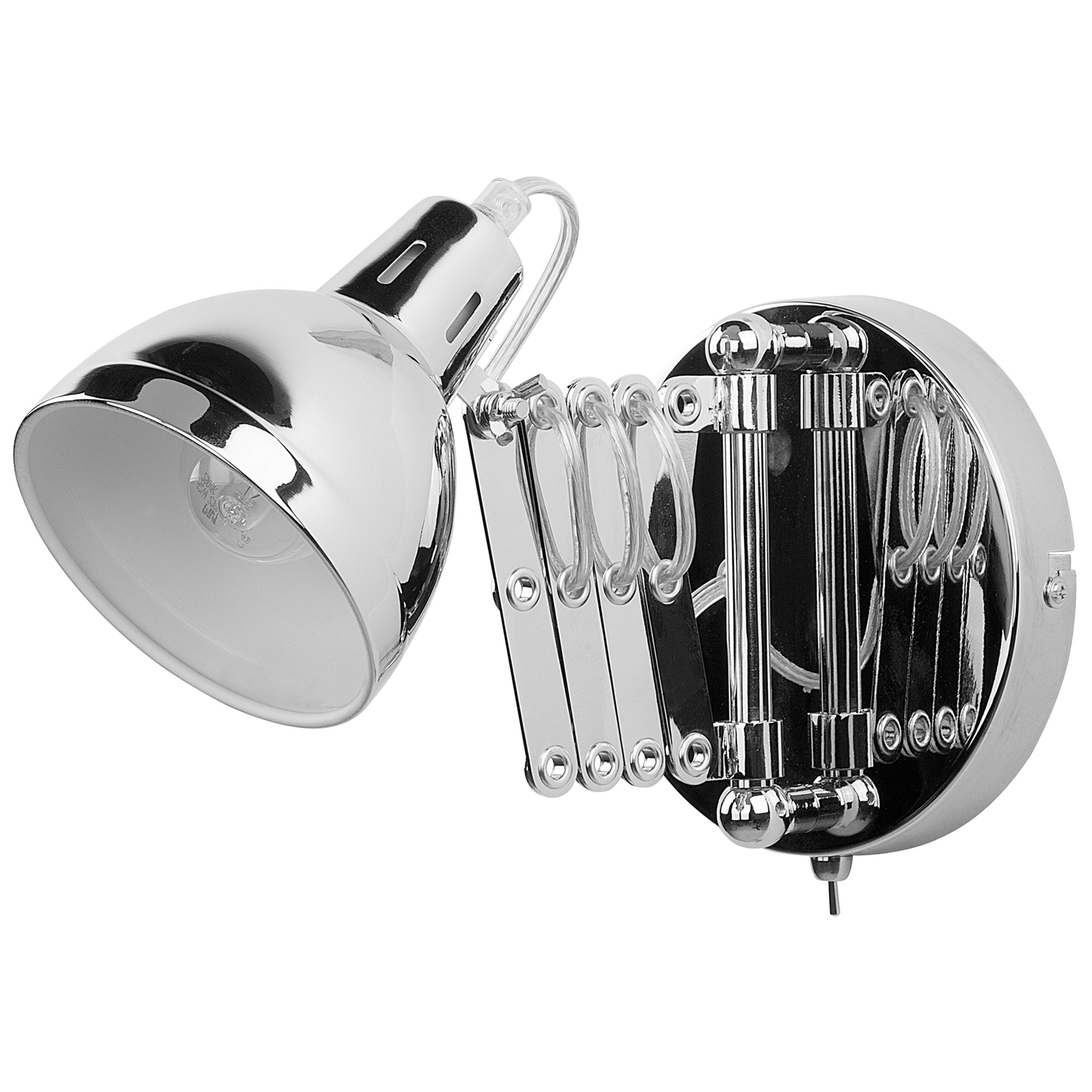Beliani Wall Lamp Silver Metal Sconce Adjustable Swing Arm Industrial