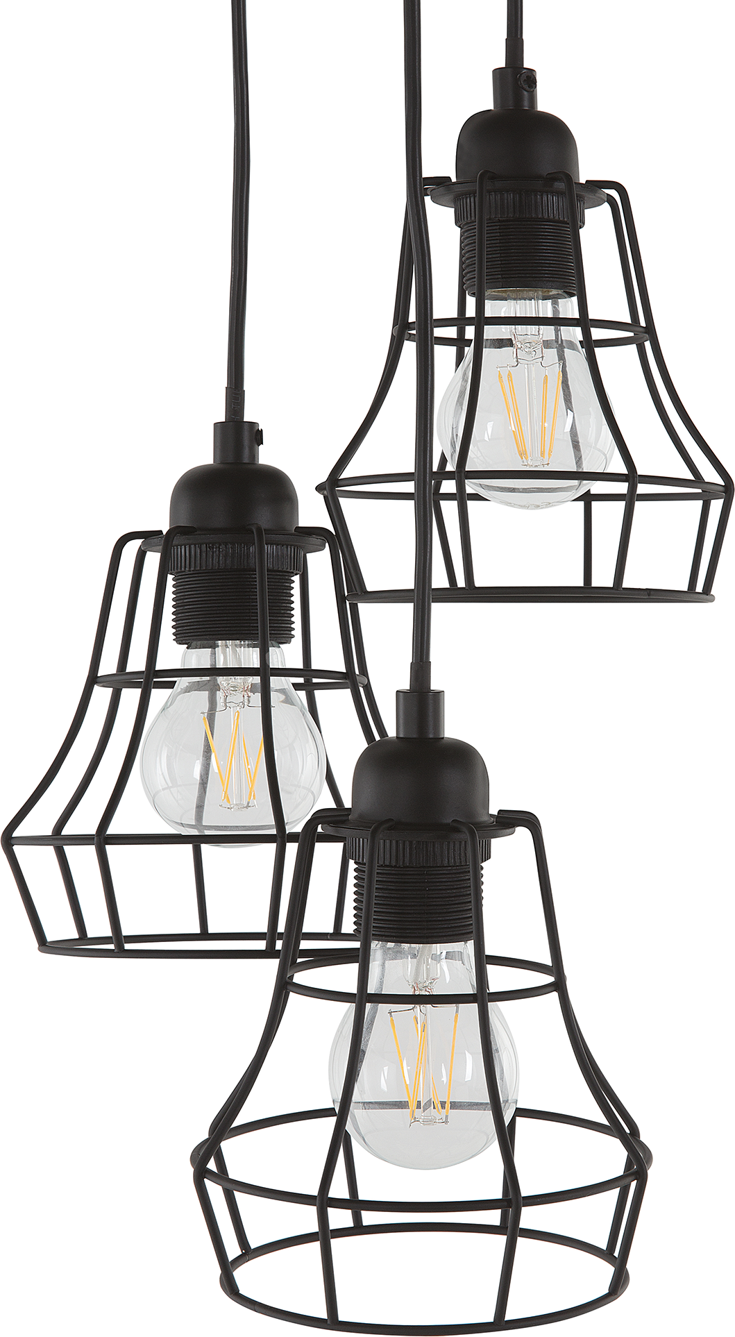 Beliani Pendant Lamp Black Colour Metal 3 Lights Cage Bell Shape Industrial