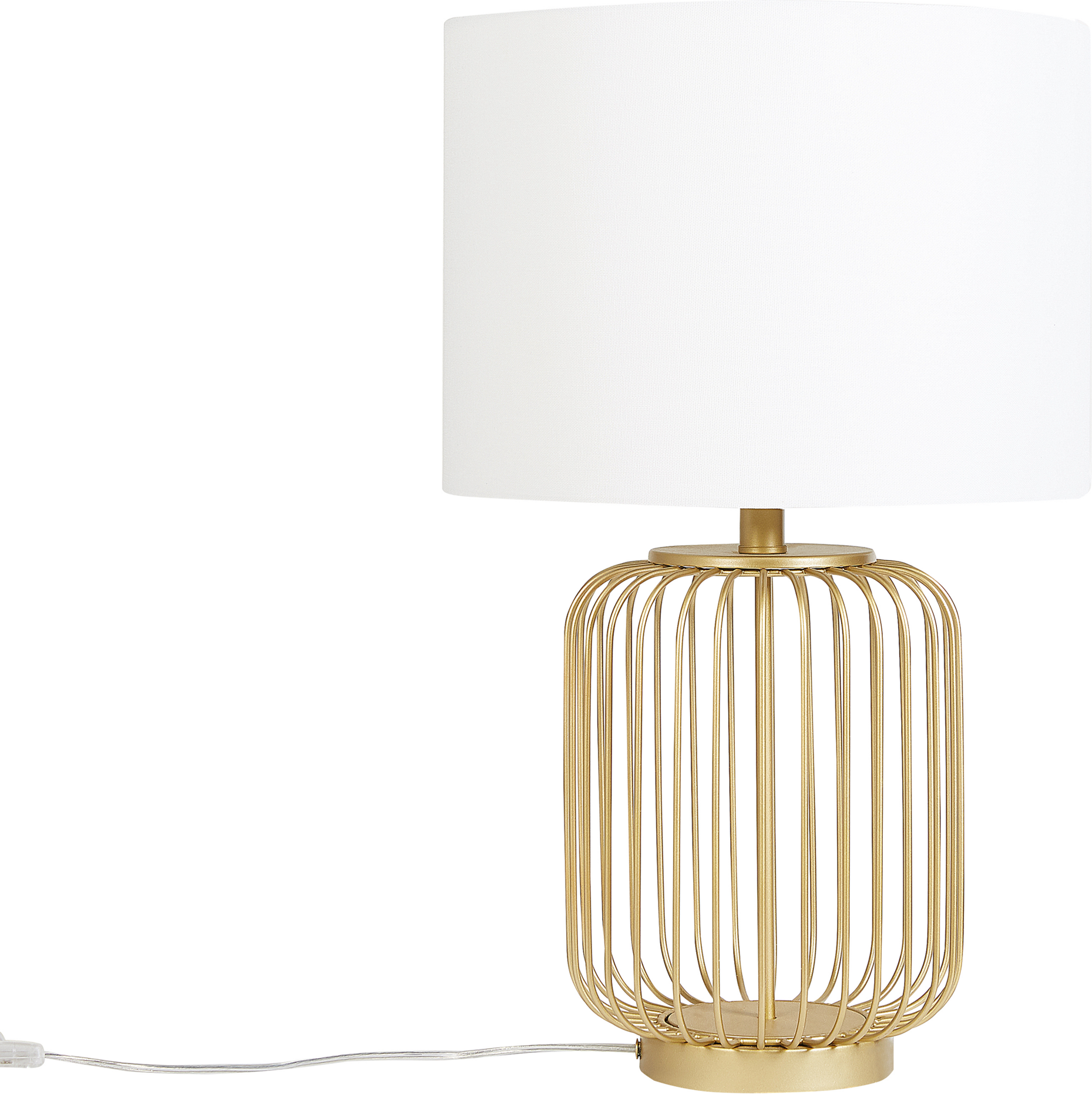 Beliani Table Lamp Metal Gold Cage Base Bedside Table Living Room Bedroom