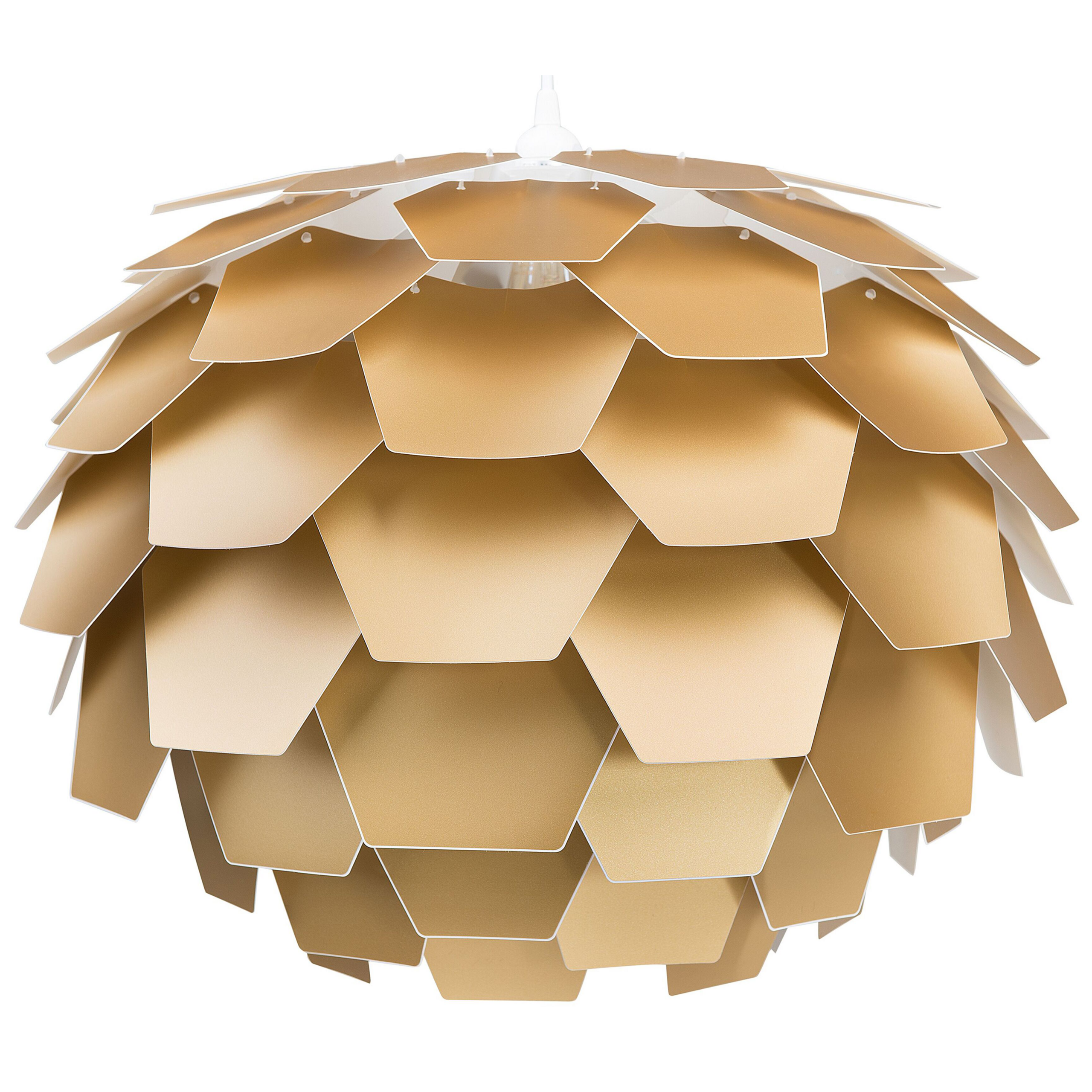 Beliani Pendant Lamp Gold Plastic Pine Cone Globe Shade Hanging Lamp