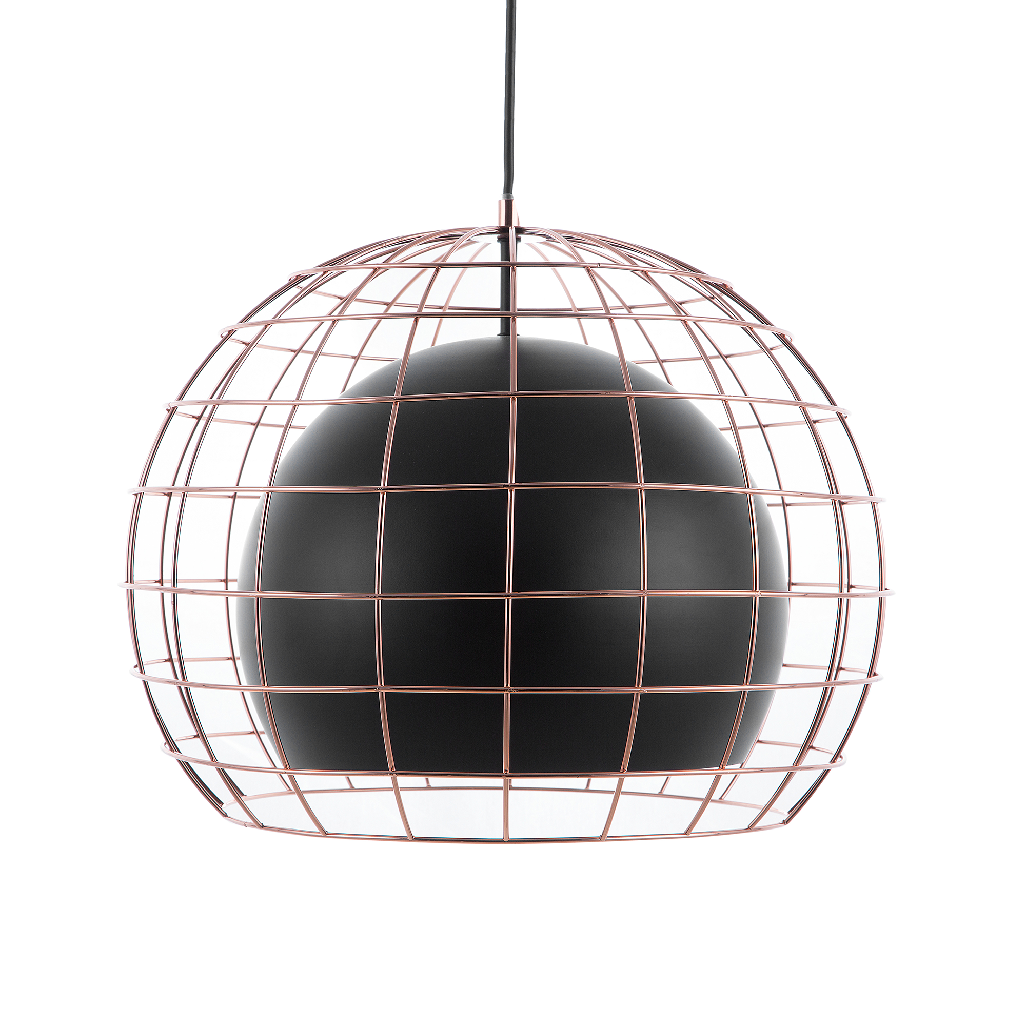 Beliani Ceiling Lamp Black Metal 128 cm Pendant Cage Shade Industrial