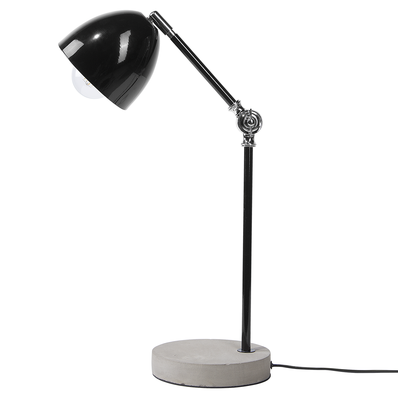 Beliani Table Lamp Black Colour Metal Concrete Base Swing Arm Adjustable Shade
