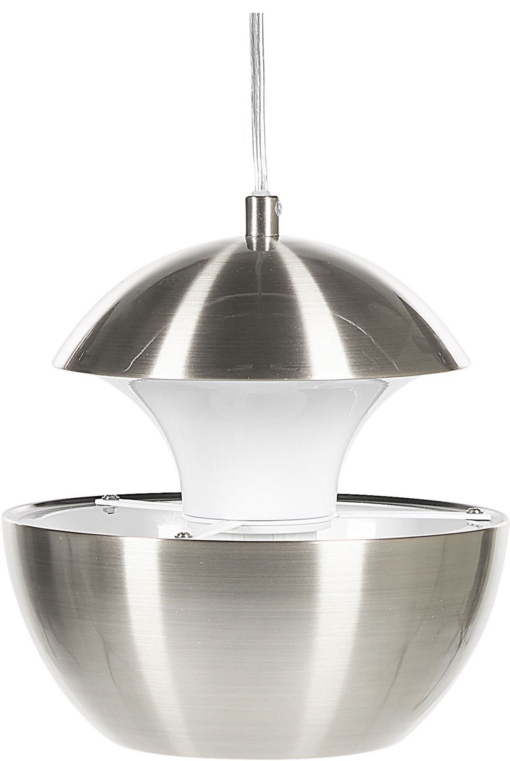 Beliani Pendant Lamp Silver Metal White Inner Modern Design Hanging Kitchen Lighting