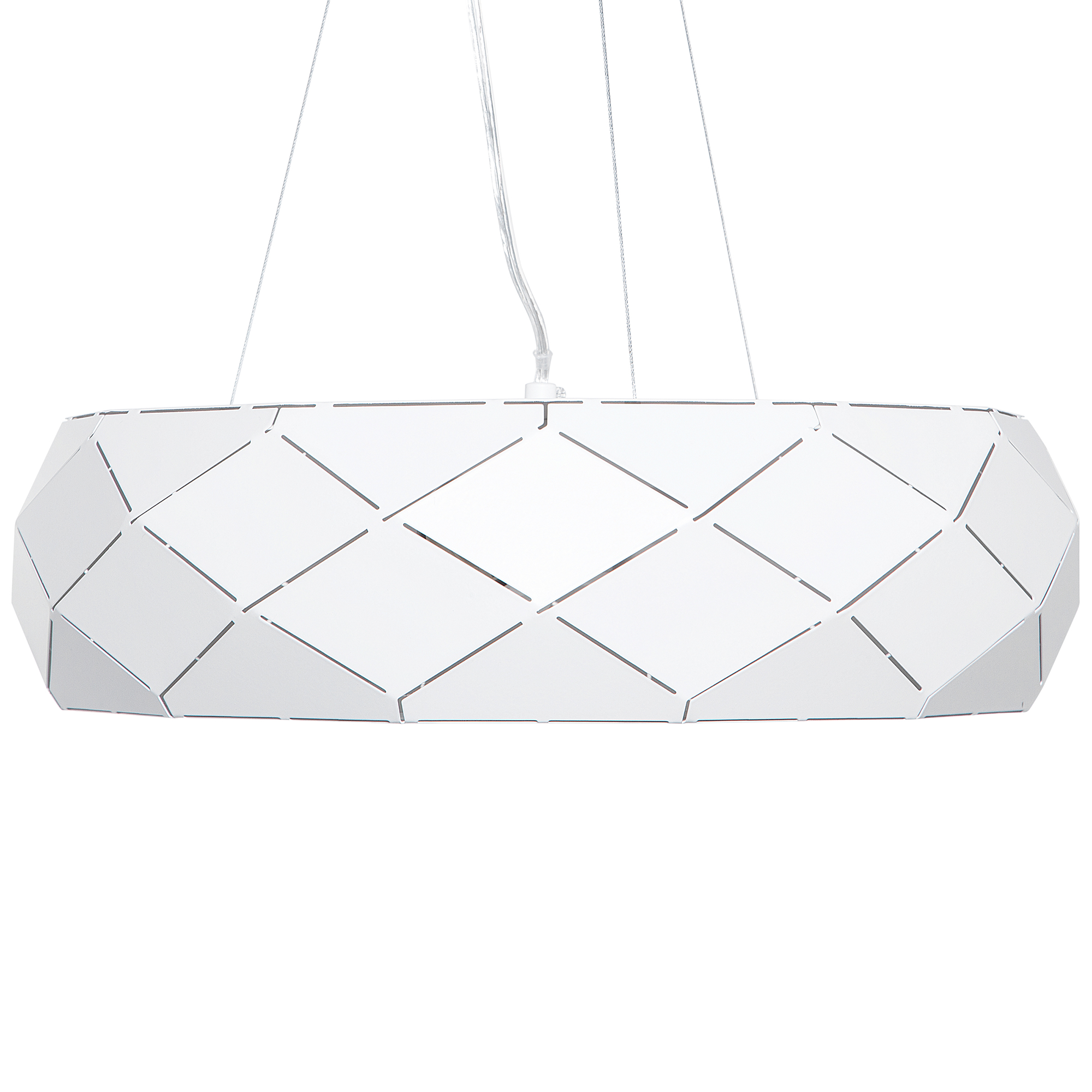 Beliani Ceiling Lamp White Metal 121 cm Geometric Shade Contemporary