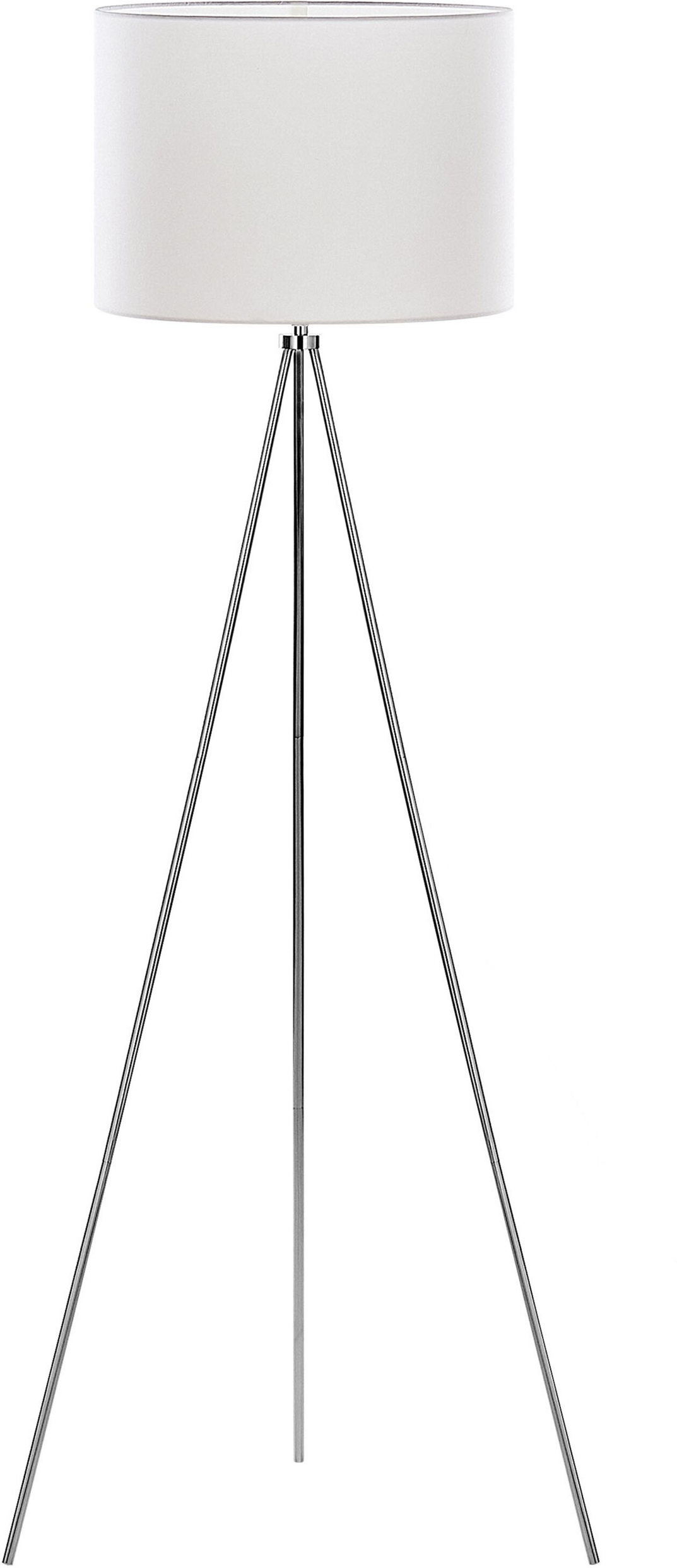 Beliani Floor Lamp Silver Metal 148 cm Tripod Stand White Fabric Drum Shade