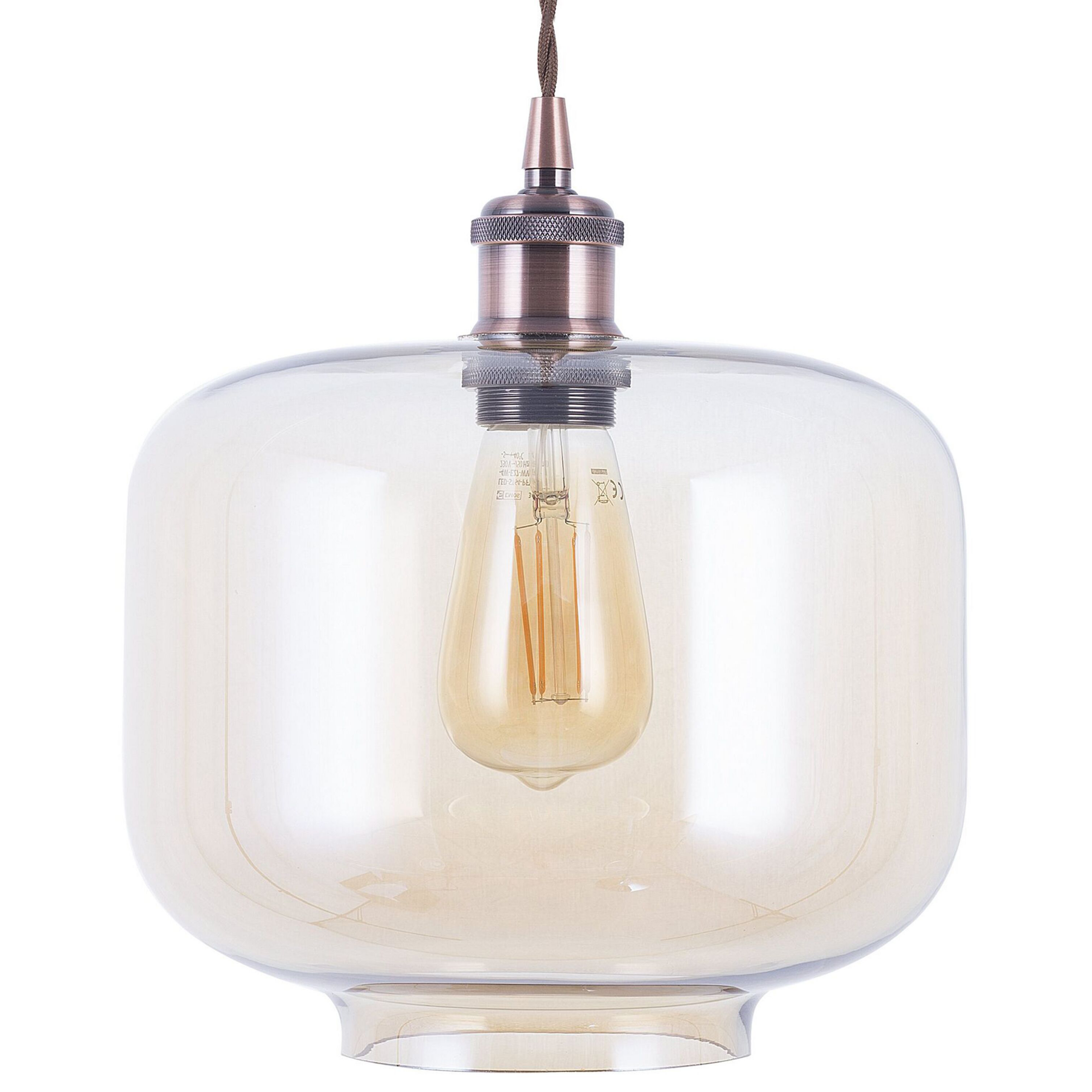 Beliani Pendant Lamp Transparent Glass Task Lighting Industrial