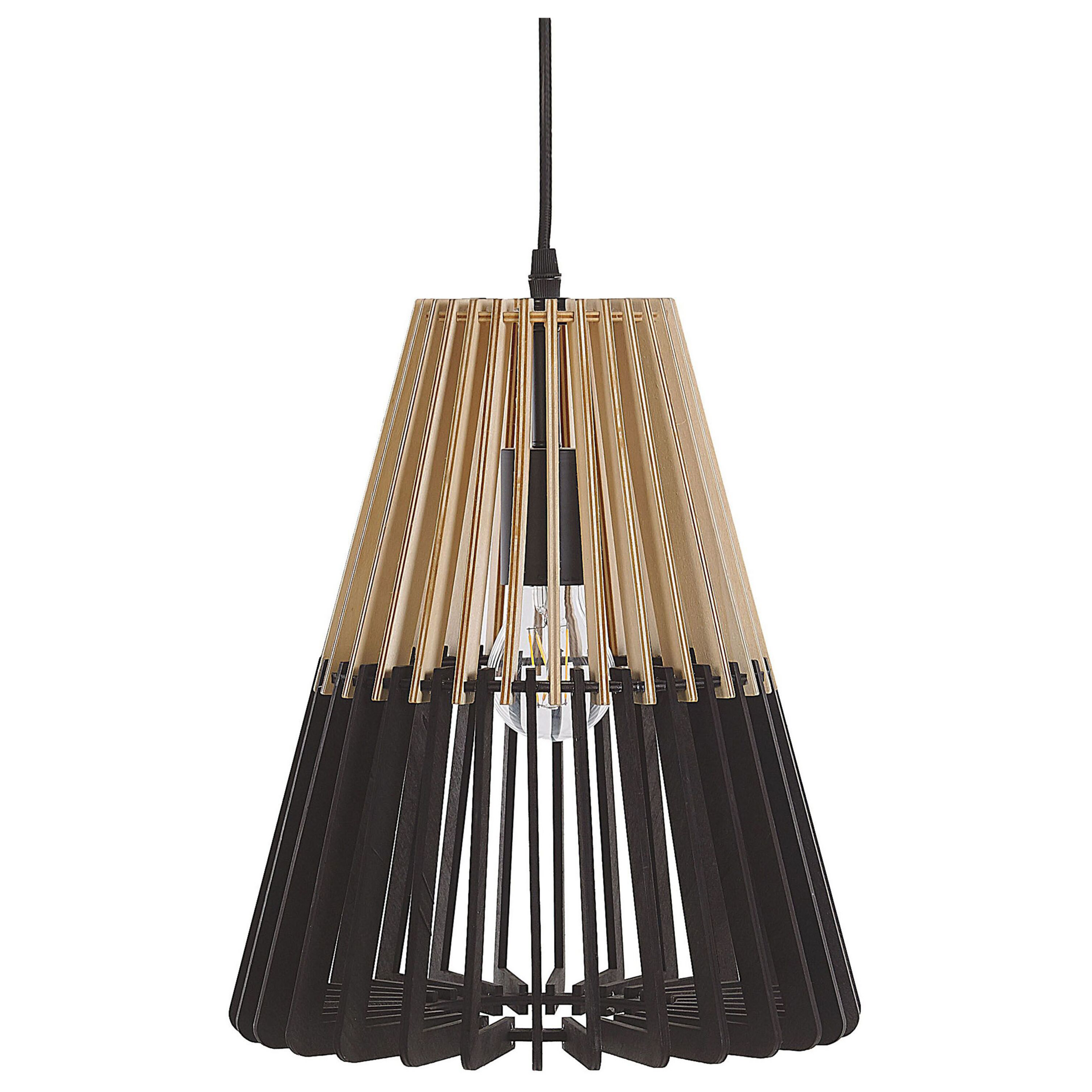 Beliani Hanging Lamp Pendant Lamp Light Wood Black Scandinavian Design