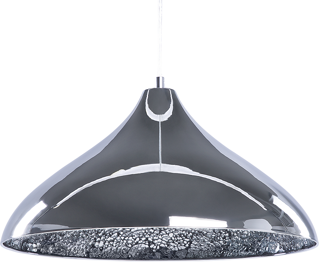 Beliani Ceiling Light Pendant Silver with Cracked Glass Lamp