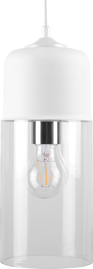 Beliani Hanging Light Pendant Lamp White Transparent Glass Shade Geometric Cylindrical Modern Design