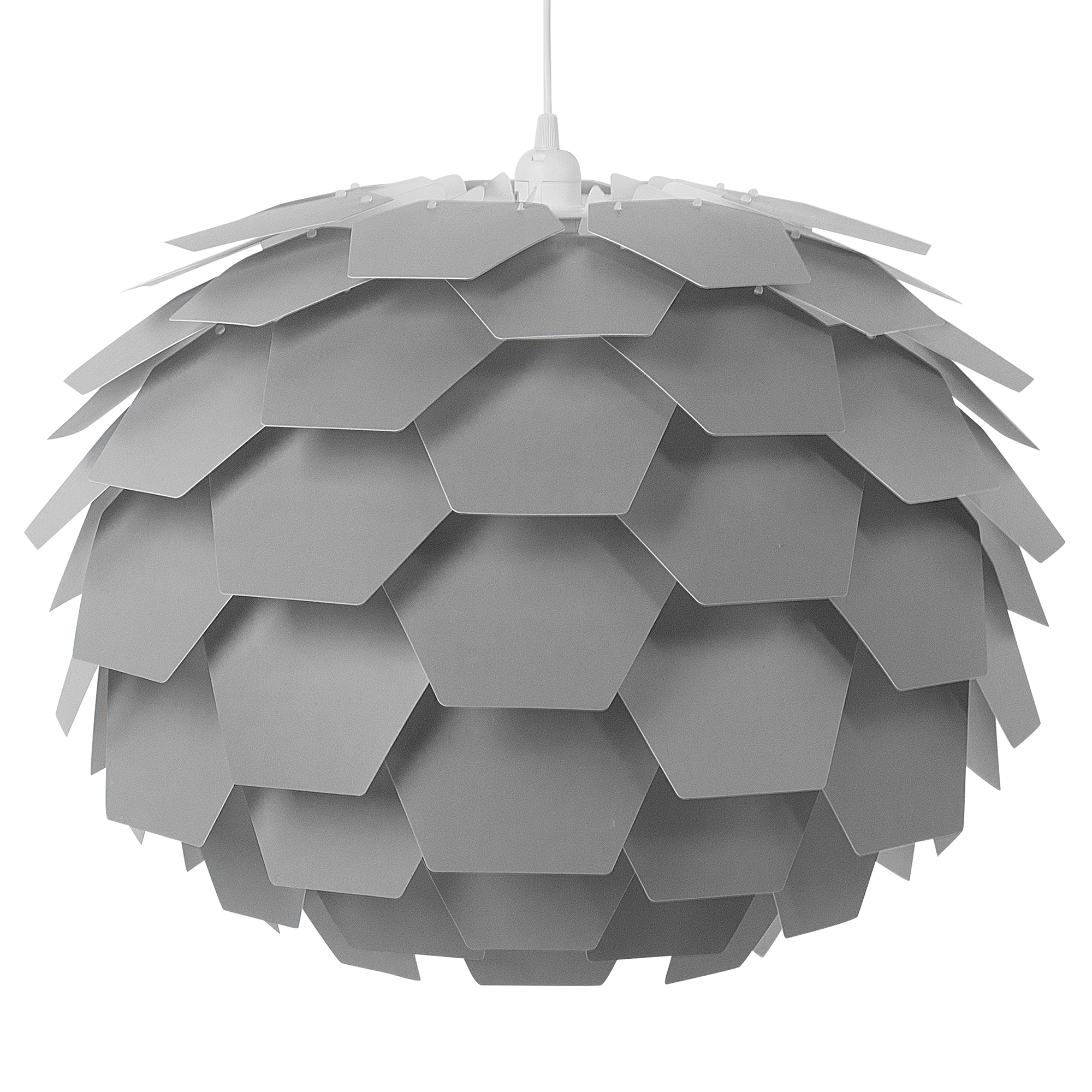 Beliani Pendant Lamp Grey Plastic Pine Cone Globe Shade Hanging Lamp
