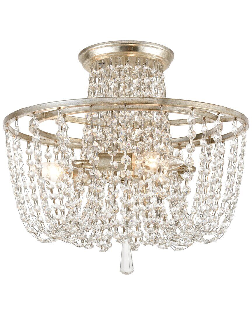 Crystorama Arcadia 3-Light Antique Silver Crystal Ceiling Mount Silver NoSize