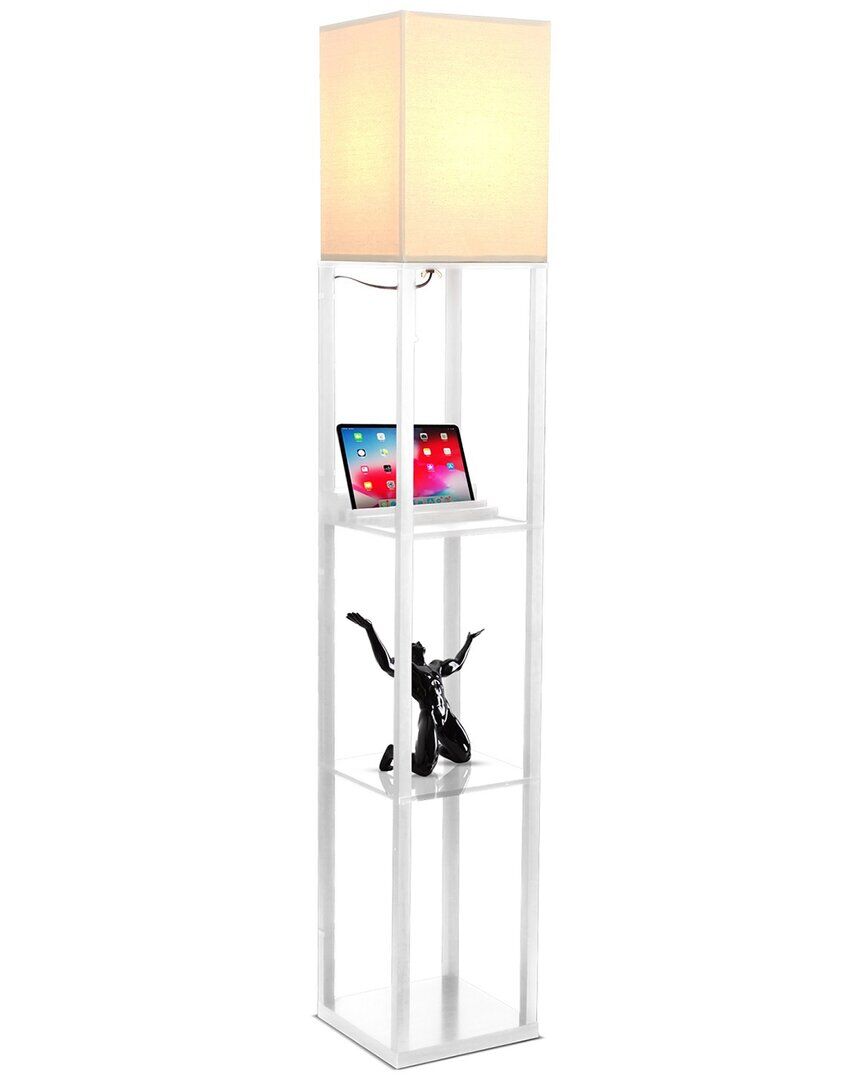 BRIGHTECH Maxwell White LED Shelf Floor Lamp With USB Port White NoSize