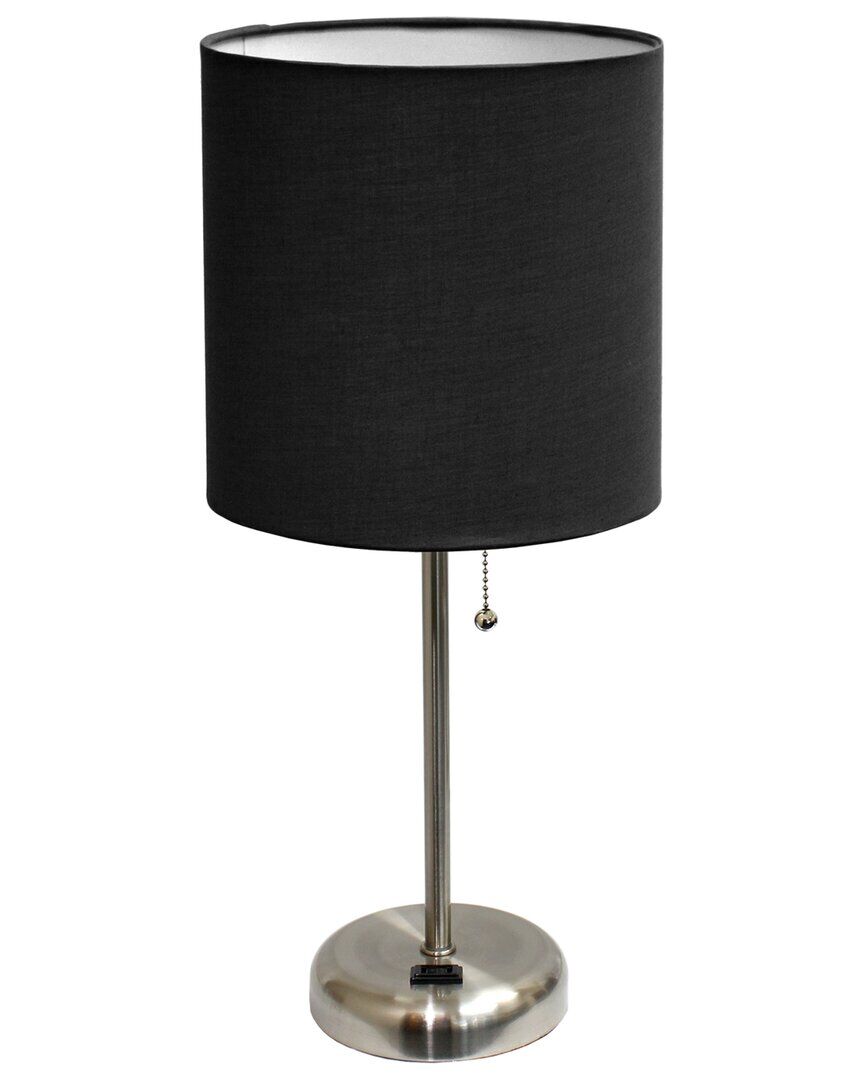 Lalia Home Stick Lamp With Charging Outlet And Fabric Shade Brown NoSize
