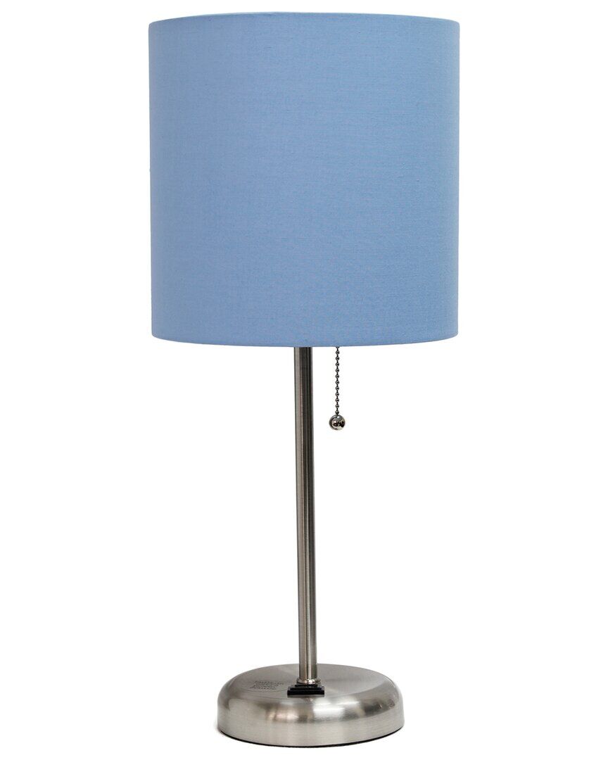 Lalia Home Stick Lamp With Charging Outlet And Fabric Shade Blue NoSize